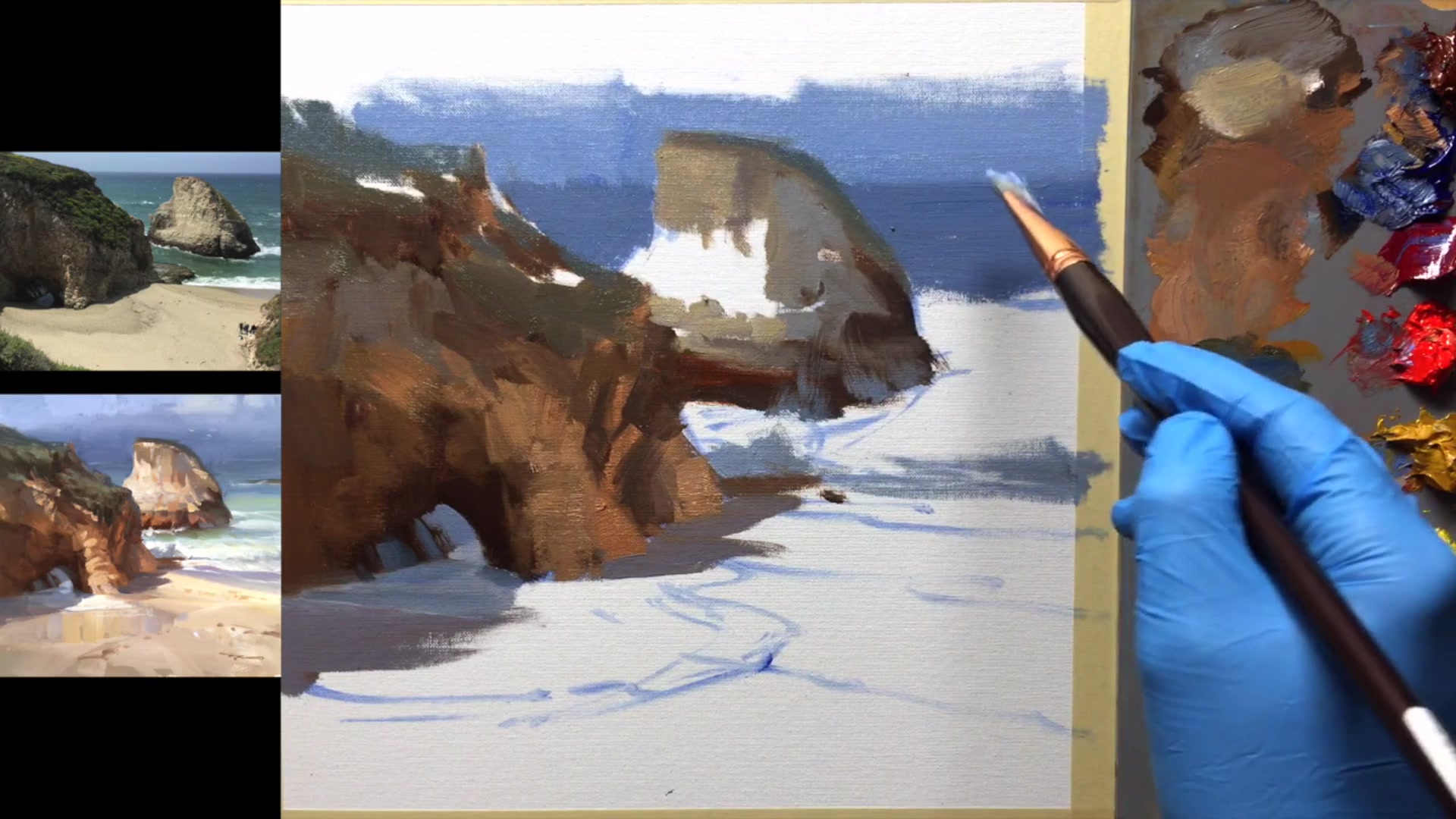 Step 10 — Sky and Ocean Details (video frame from the lesson)