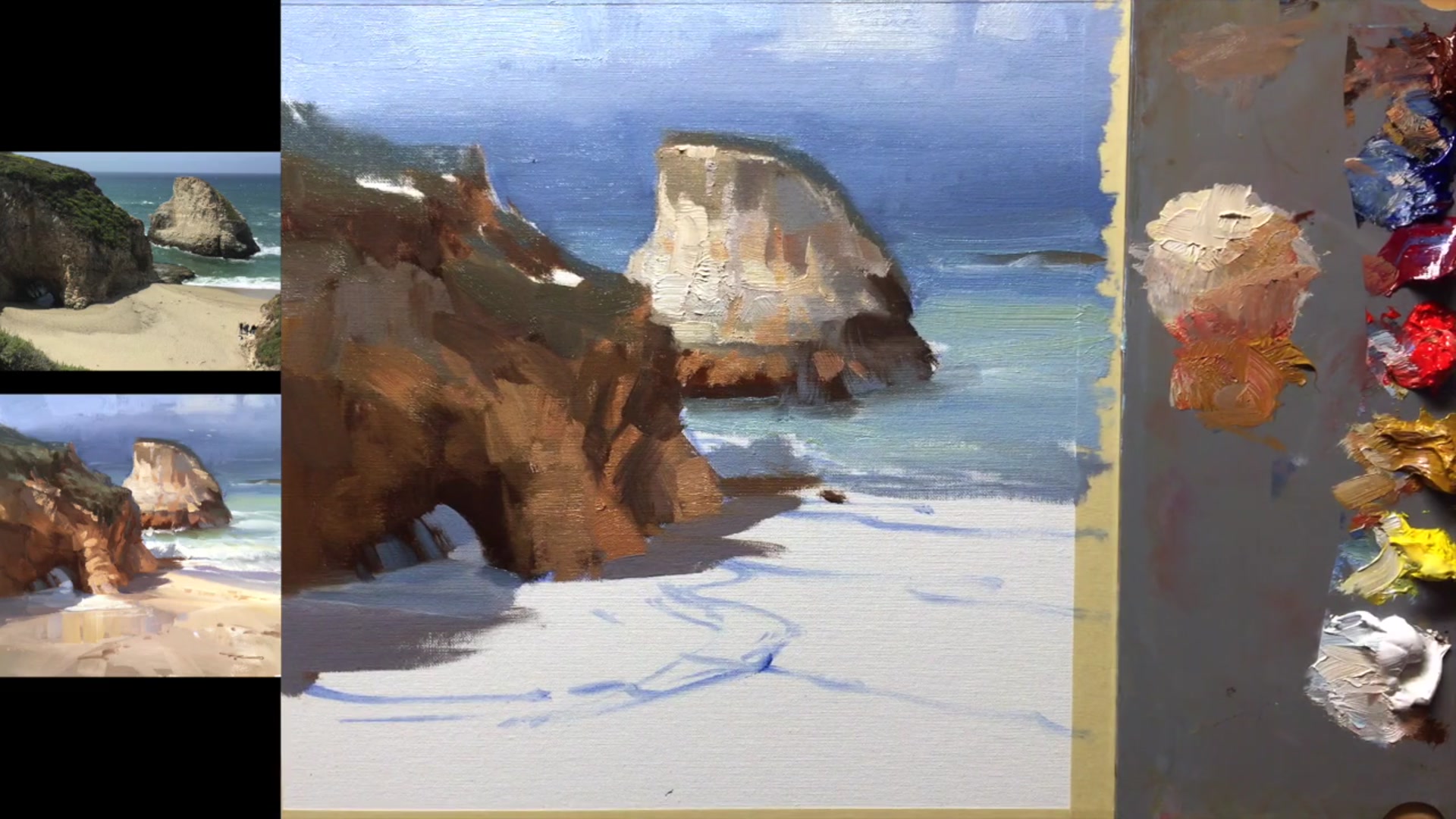 Step 13 — Sand and Reflections (video frame from the lesson)