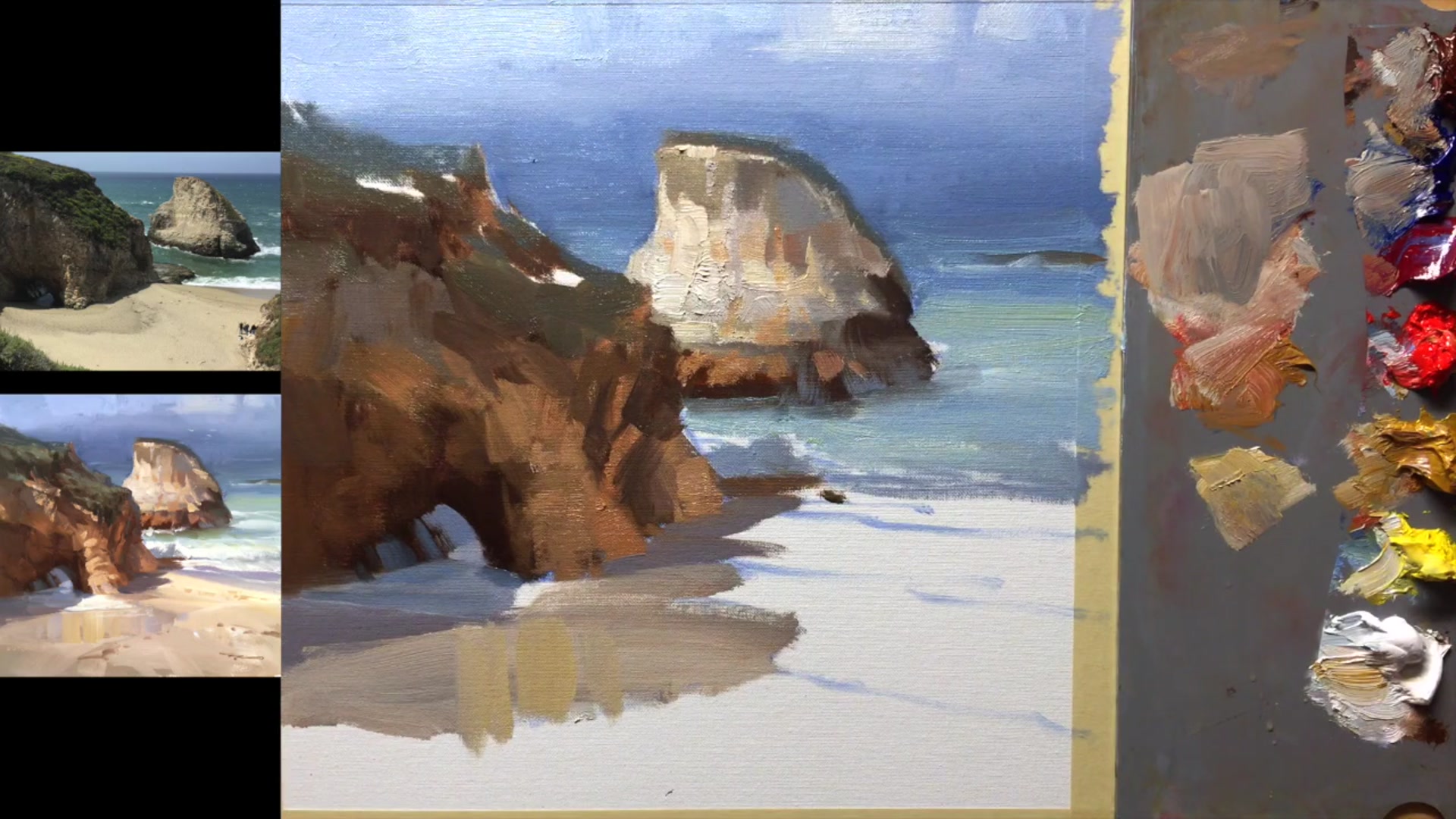 Step 14 — Cliff Lights and Texture (video frame from the lesson)