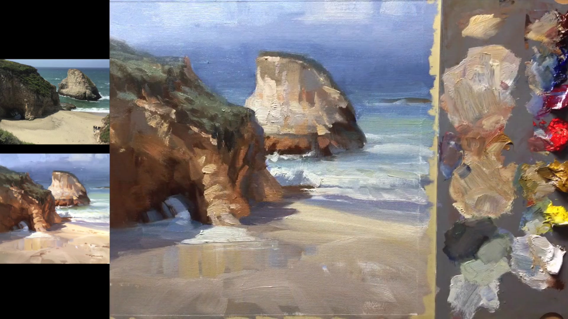 Step 17 — Cracks and Beach Details (video frame from the lesson)