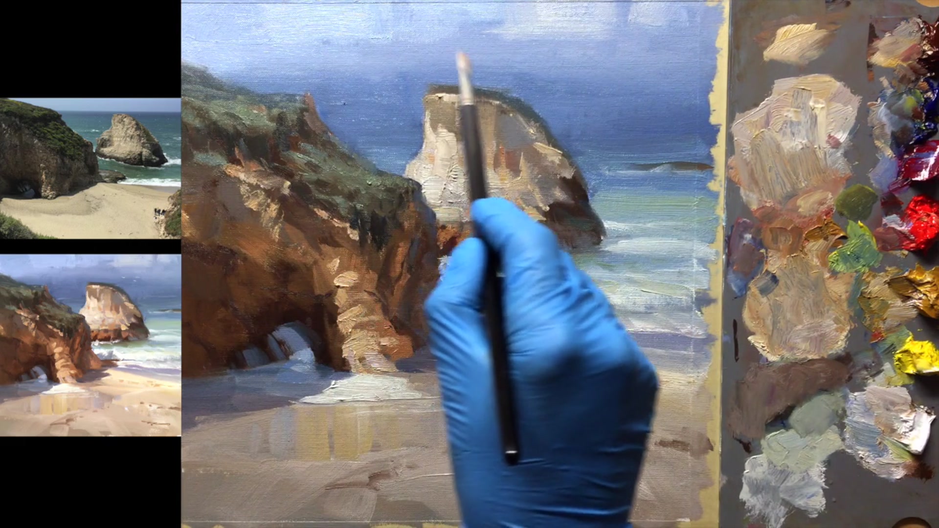 Step 18 — Horizon and Pelicans (video frame from the lesson)