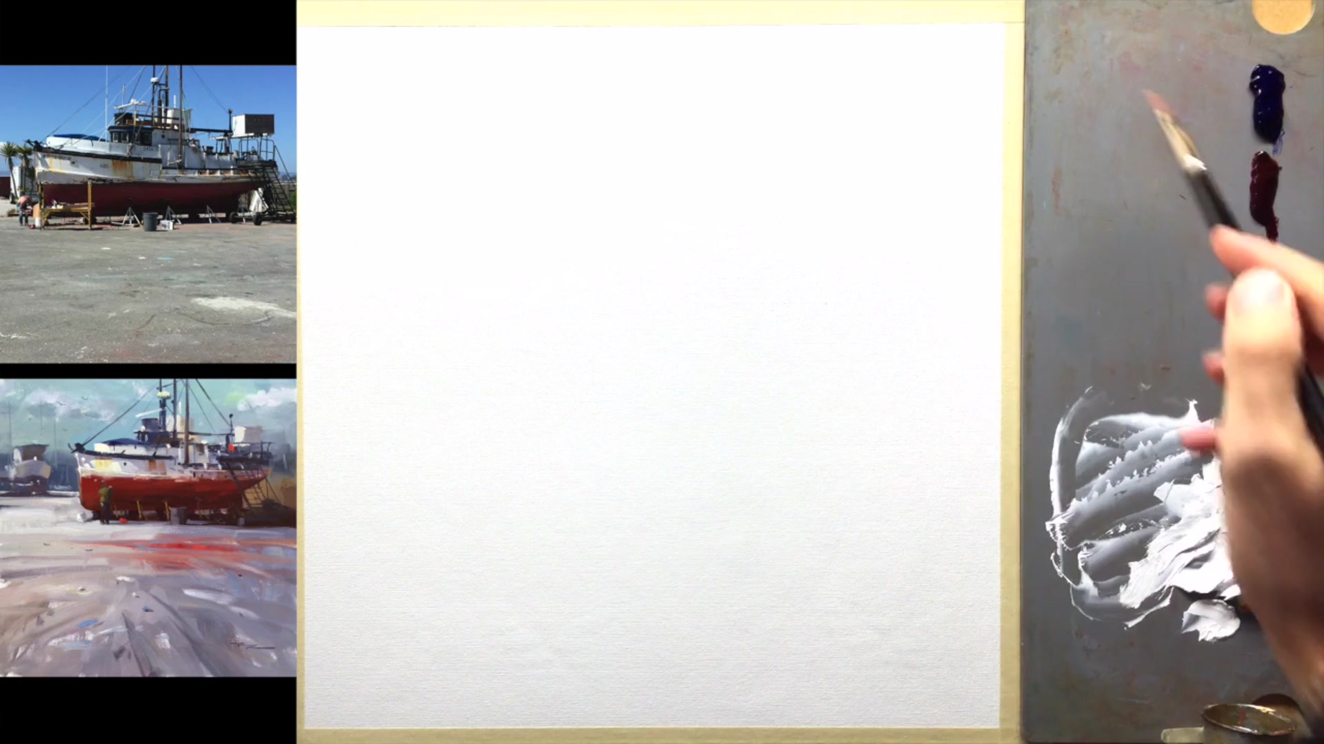 Step 2 — Drawing the Big Shapes (video frame from the lesson)