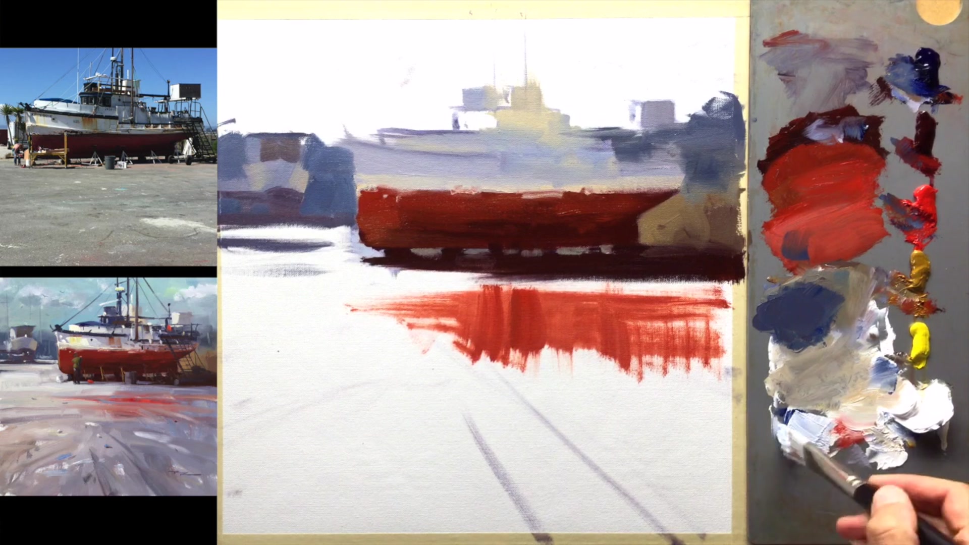 Step 7 — Blending Sky and Distant Land (video frame from the lesson)