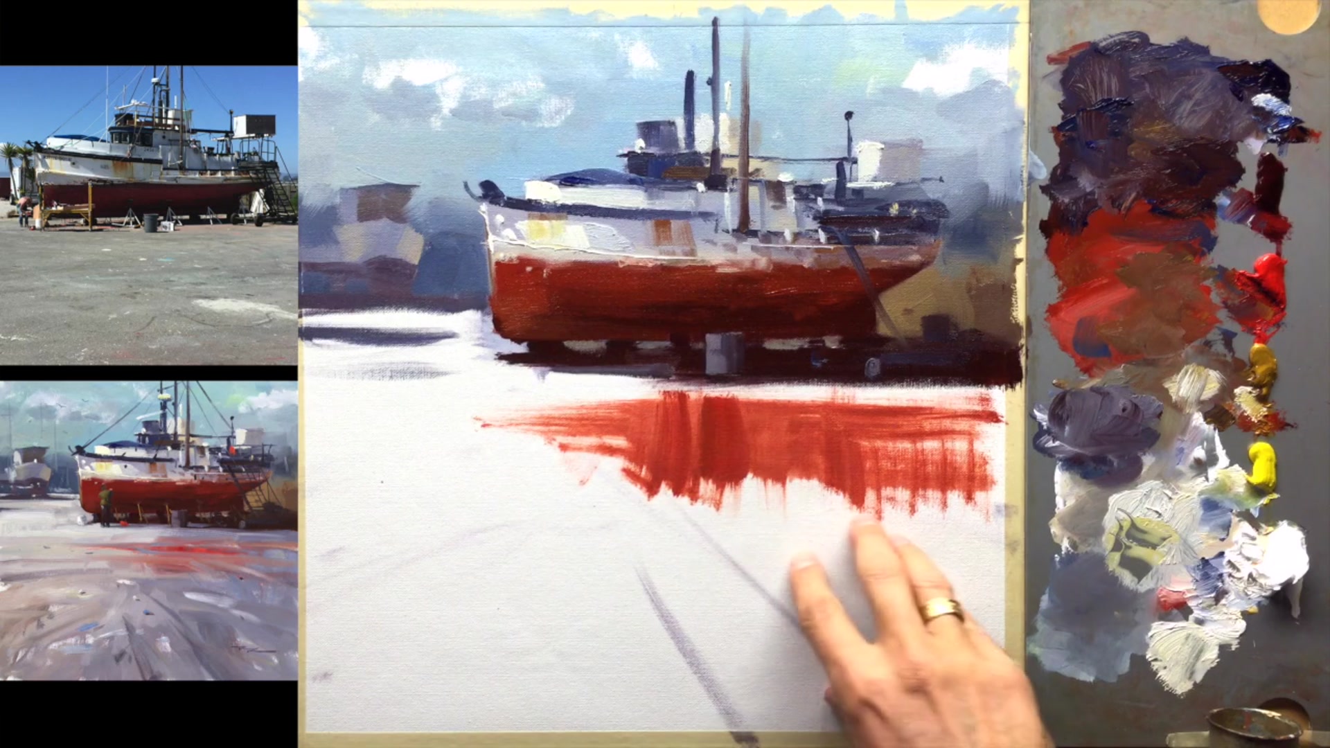 Step 10 — Foreground and Concrete Texture (video frame from the lesson)
