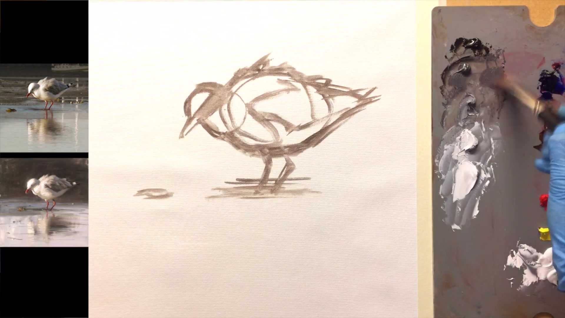 Step 6 — Blocking in Shadows (video frame from the lesson)