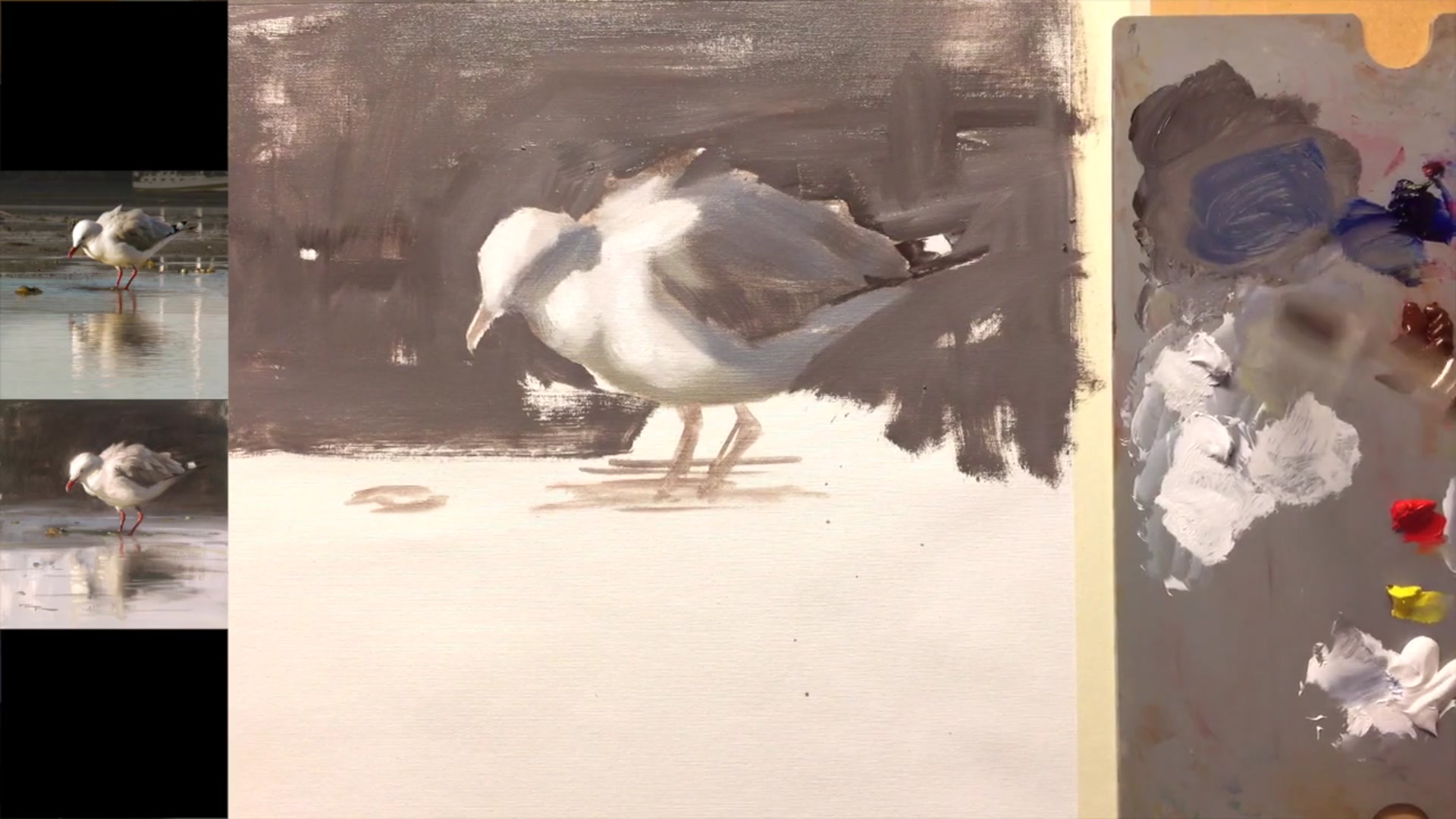 Step 10 — Painting Reflections (video frame from the lesson)