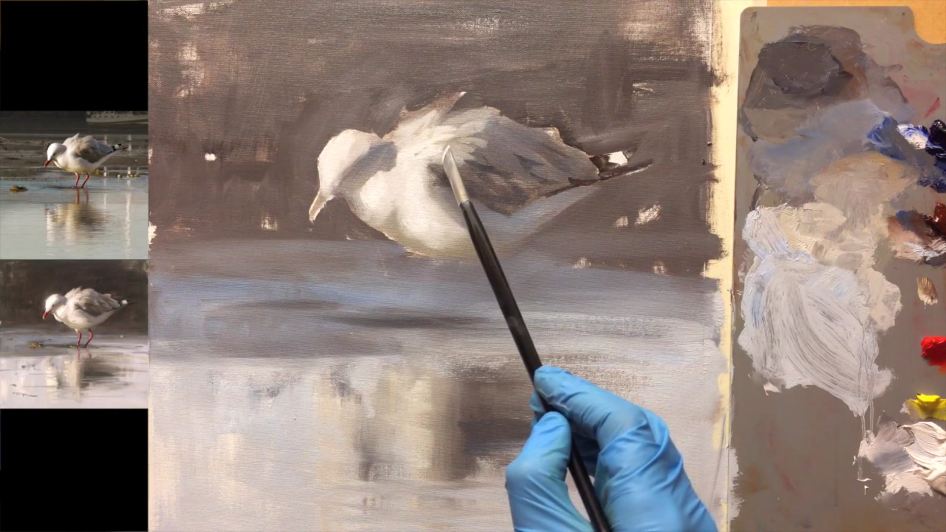 Step 15 — Reflected Light and Halftones (video frame from the lesson)