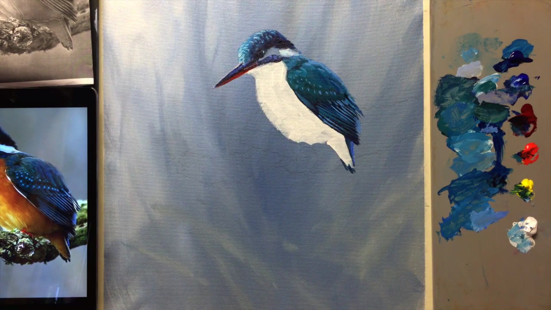 Step 9 — Painting the body (video frame from the lesson)