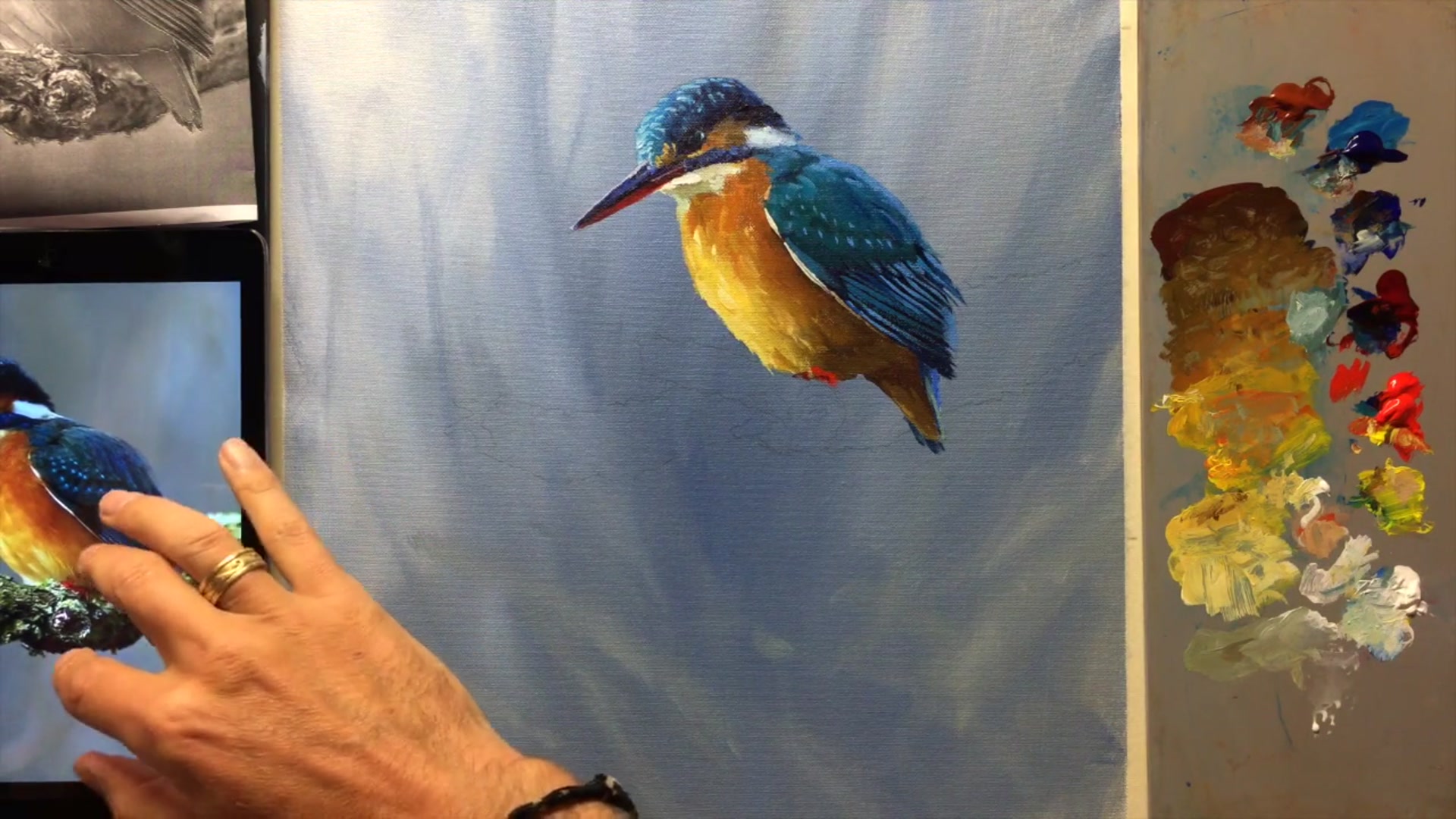 Step 11 — Painting the branch (video frame from the lesson)