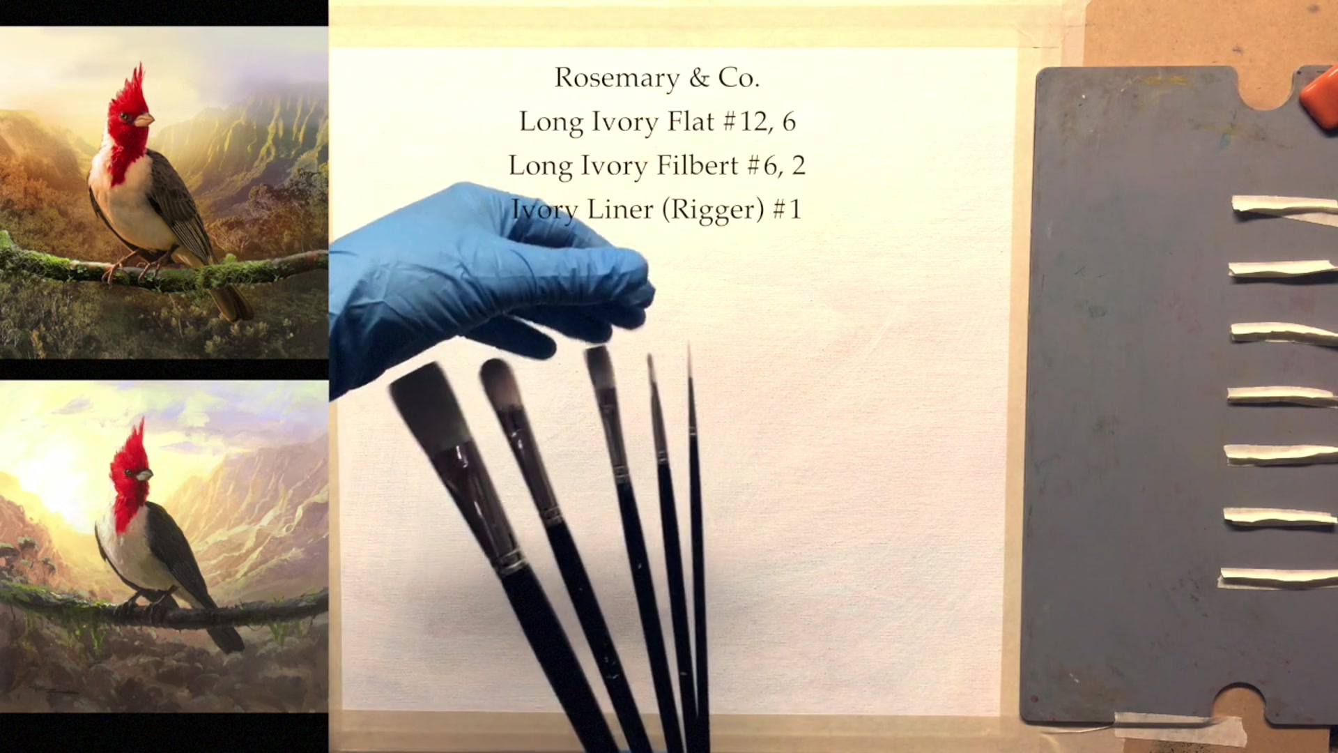Step 2 — Brush selection (video frame from the lesson)