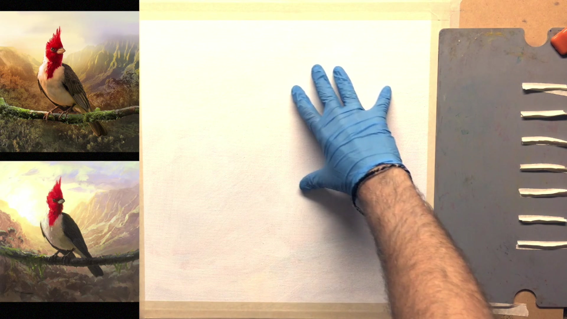 Step 3 — Painting the glowing light effect (video frame from the lesson)
