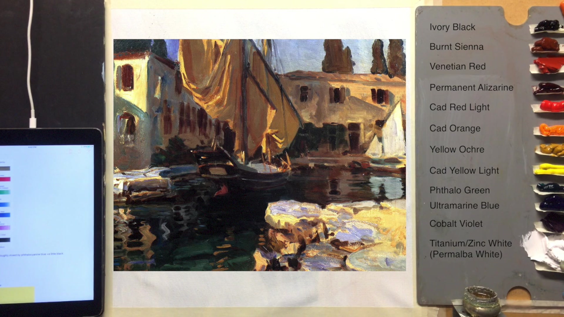 Step 5 — Mixing Permalba white (video frame from the lesson)