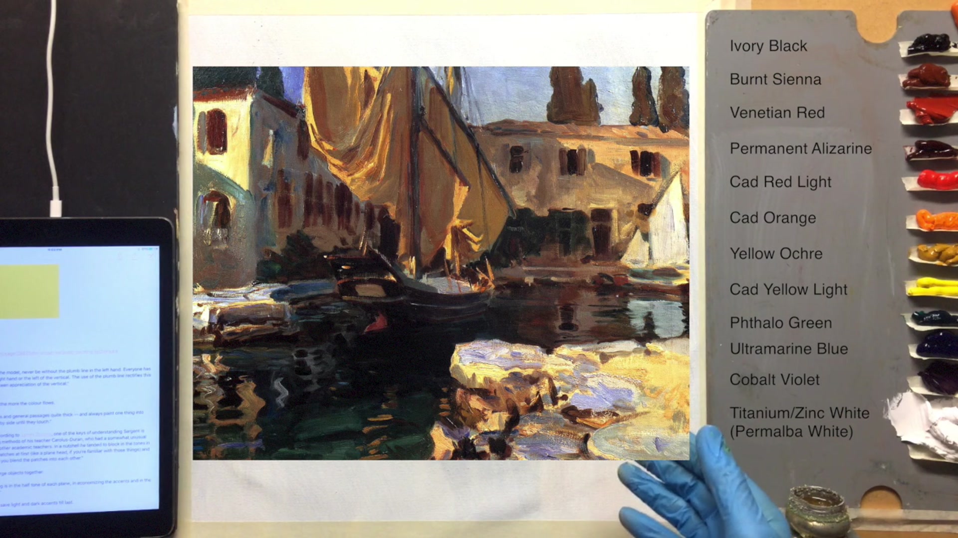 Step 6 — Using generous amounts of paint (video frame from the lesson)
