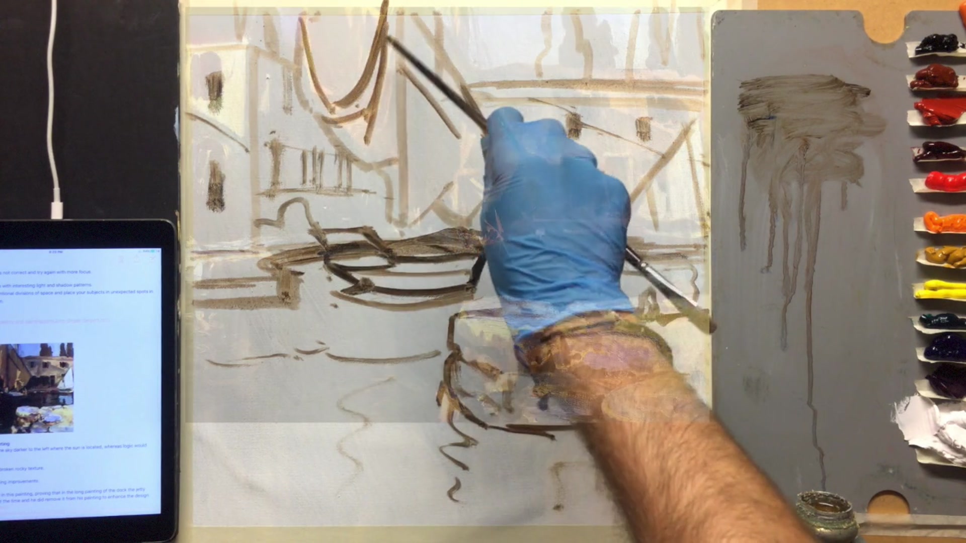 Step 10 — Understanding light and color in the painting (video frame from the lesson)