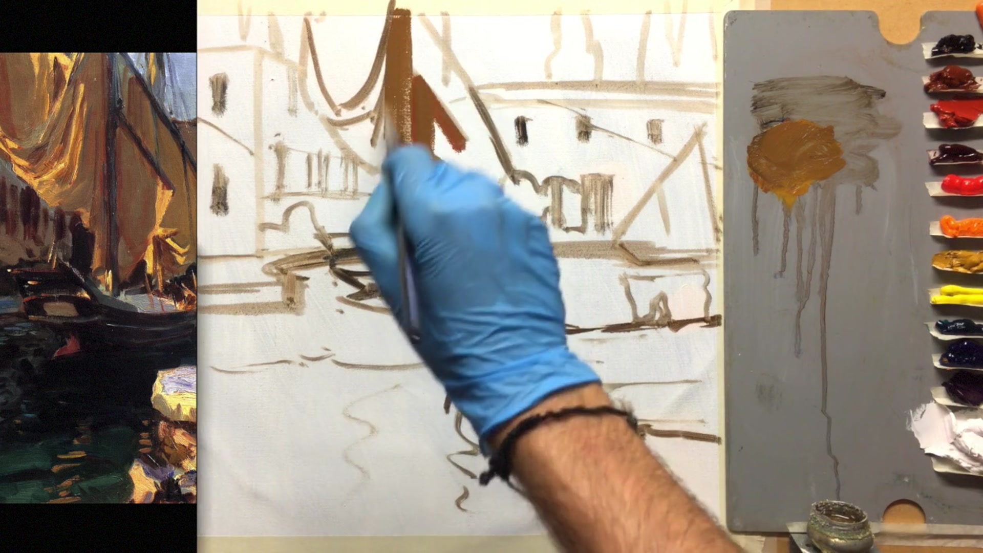 Step 12 — Adjusting colors and learning from Sargent (video frame from the lesson)