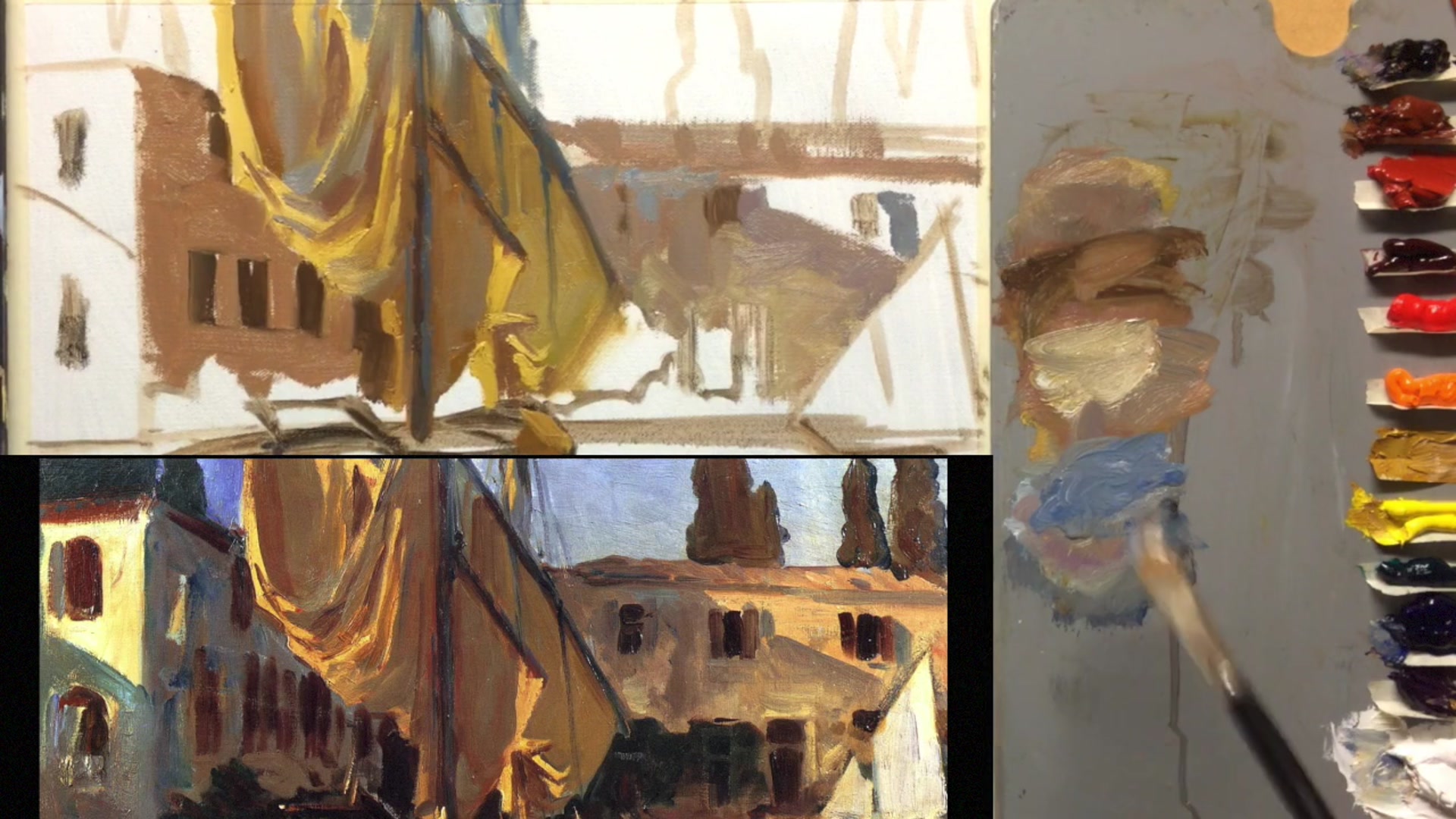Step 17 — Glazing and shadow techniques (video frame from the lesson)