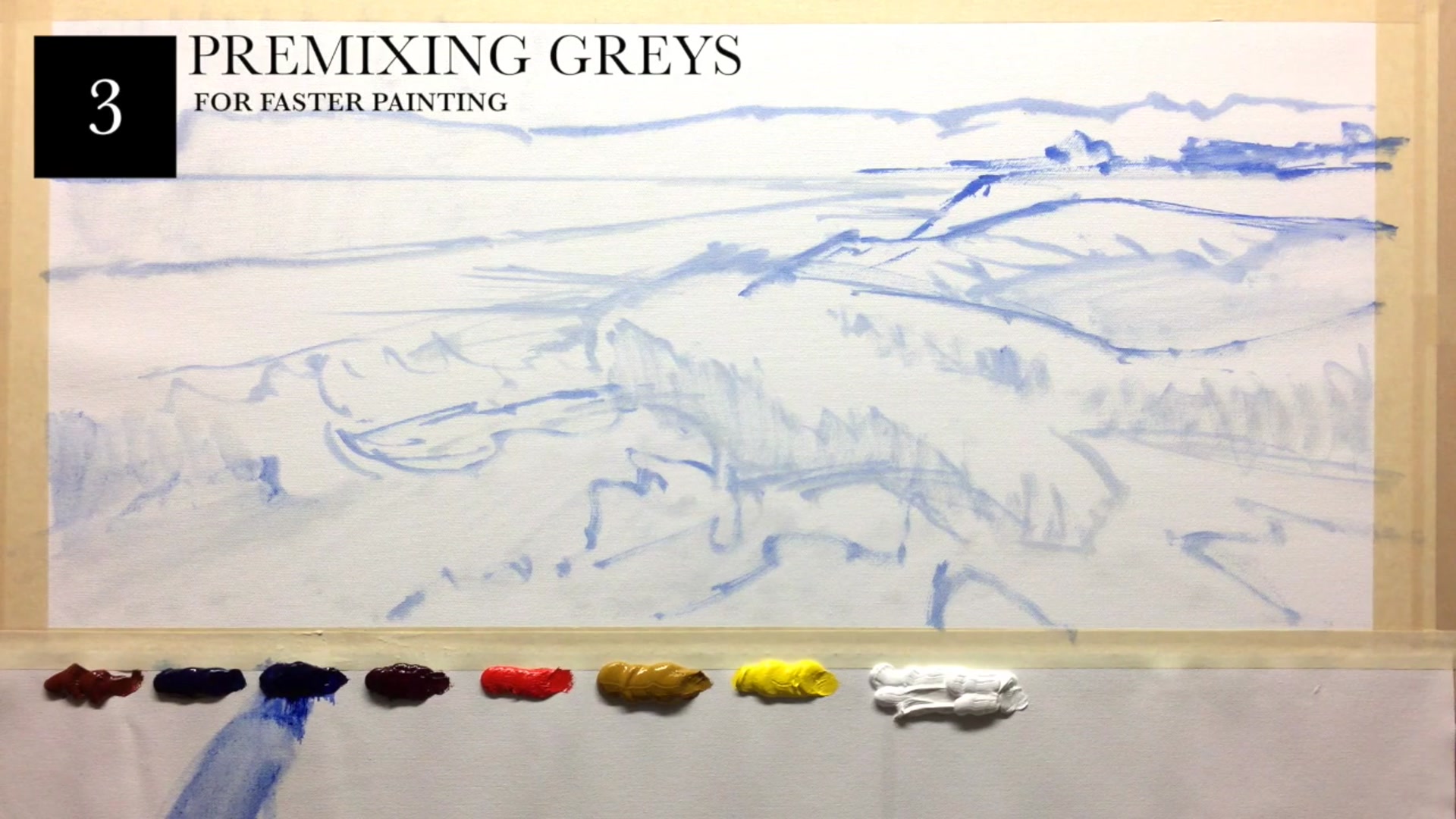 Step 6 — Mixing Cool Grey (video frame from the lesson)