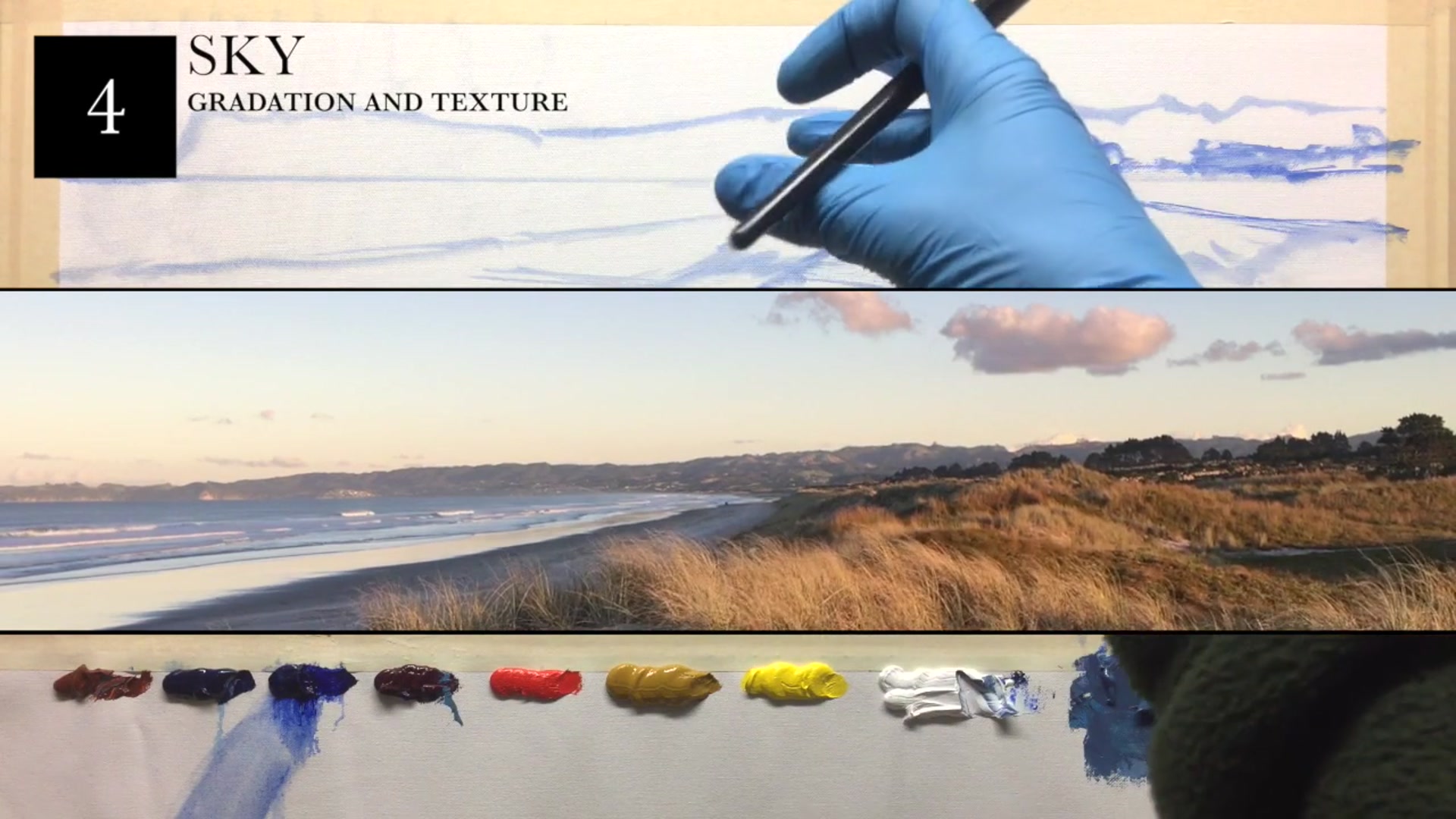 Step 7 — Painting the Sky (video frame from the lesson)