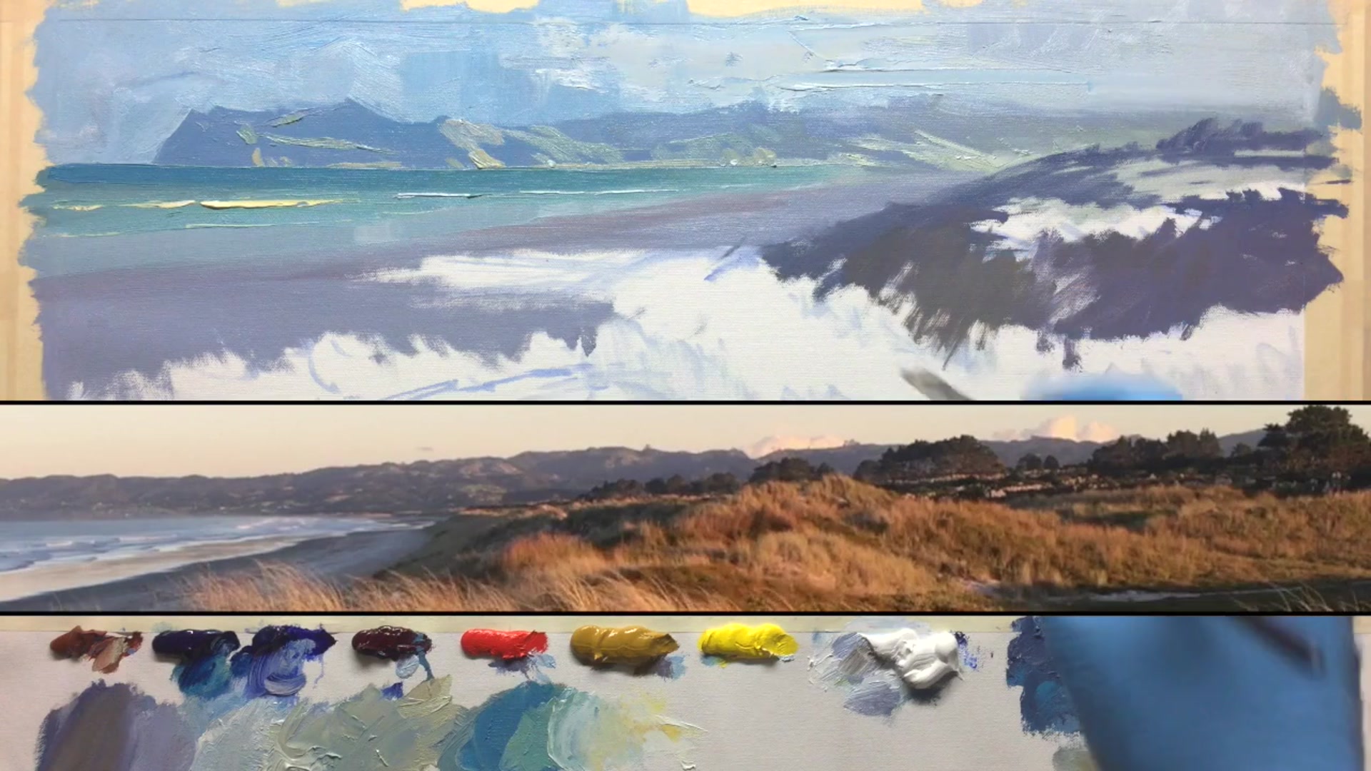 Step 13 — Painting Sand Dunes (video frame from the lesson)