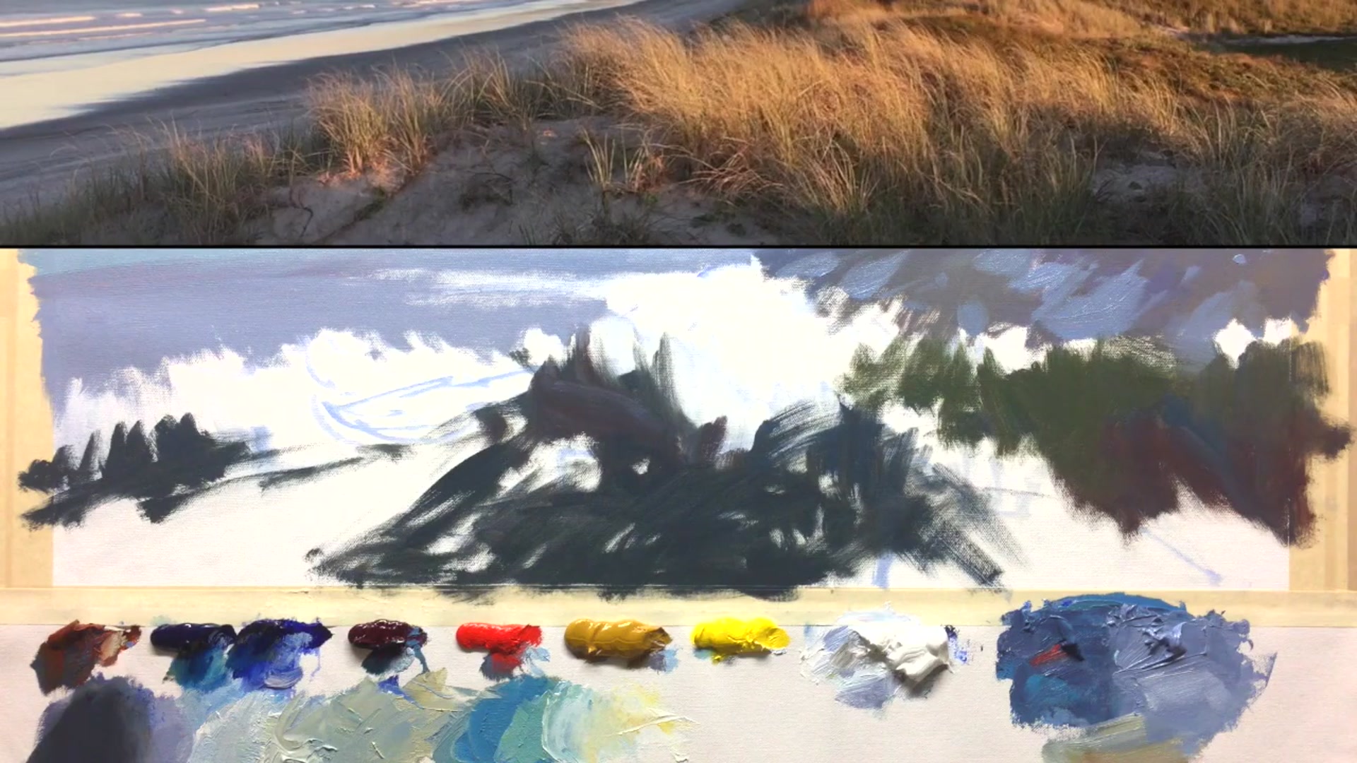 Step 15 — Painting Halftones and Shadows (video frame from the lesson)