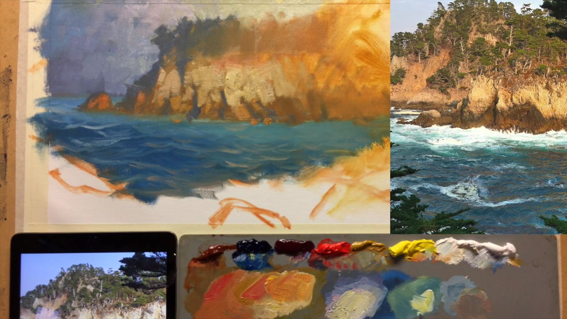 Step 8 — Detailing Water and Foam (video frame from the lesson)