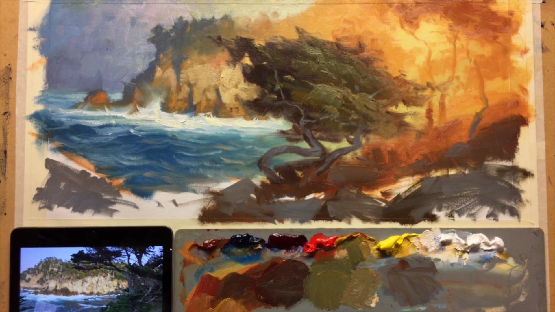 Step 14 — Golden Grasses and Highlights (video frame from the lesson)