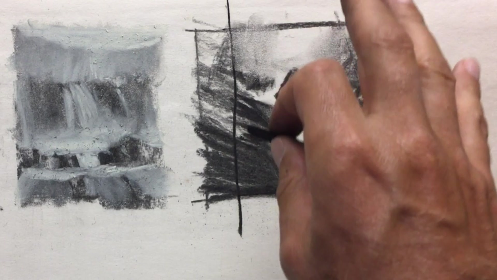 Step 4 — Edges and Tonal Studies (video frame from the lesson)