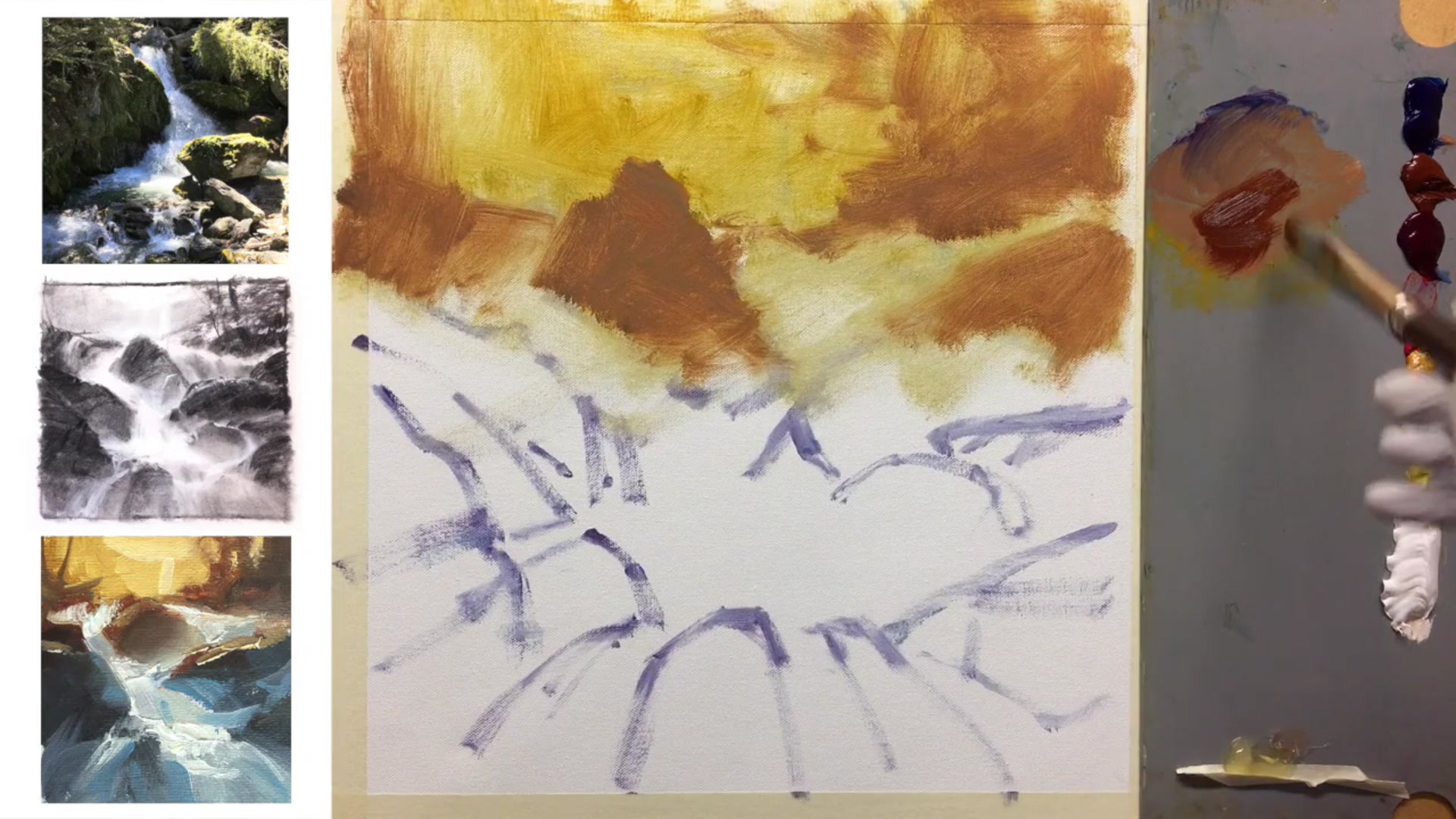 Step 11 — Painting the Darks (video frame from the lesson)