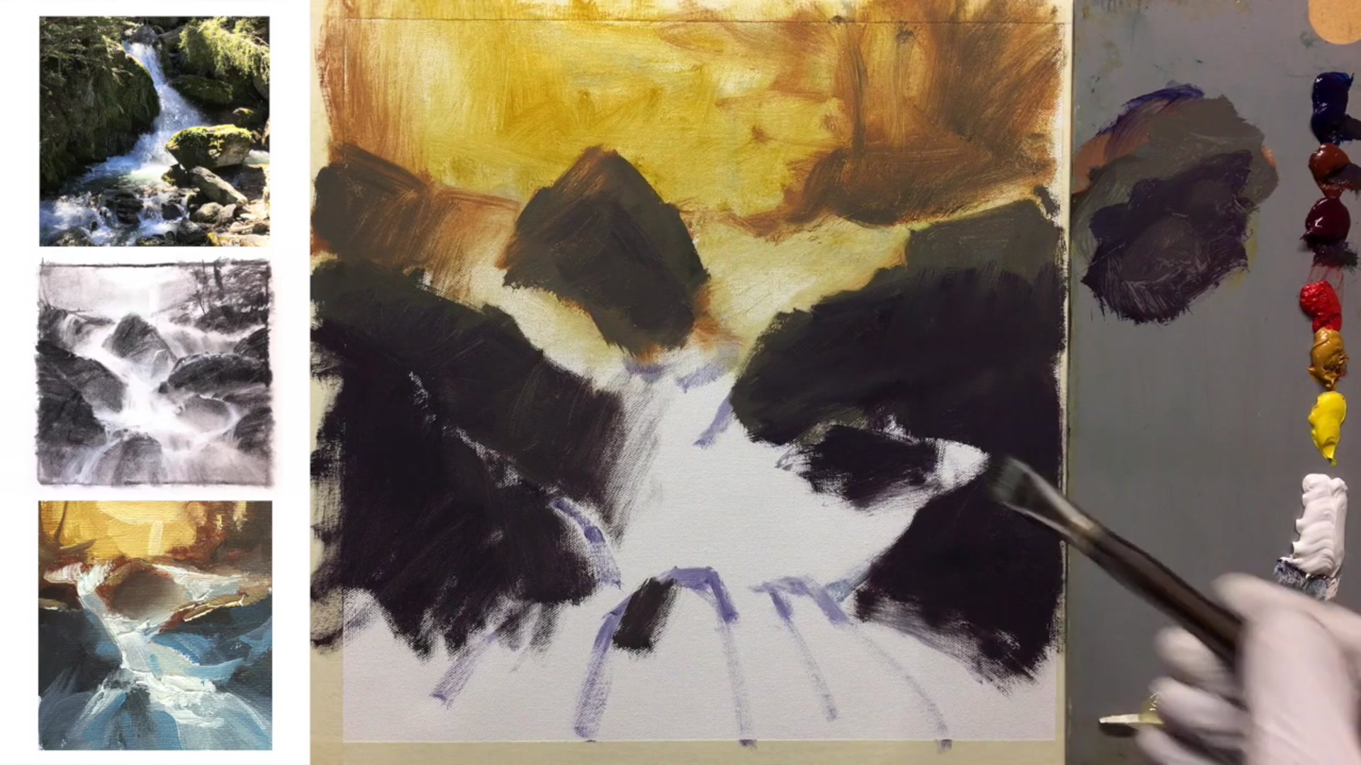Step 12 — Blue Glow and Softening Edges (video frame from the lesson)