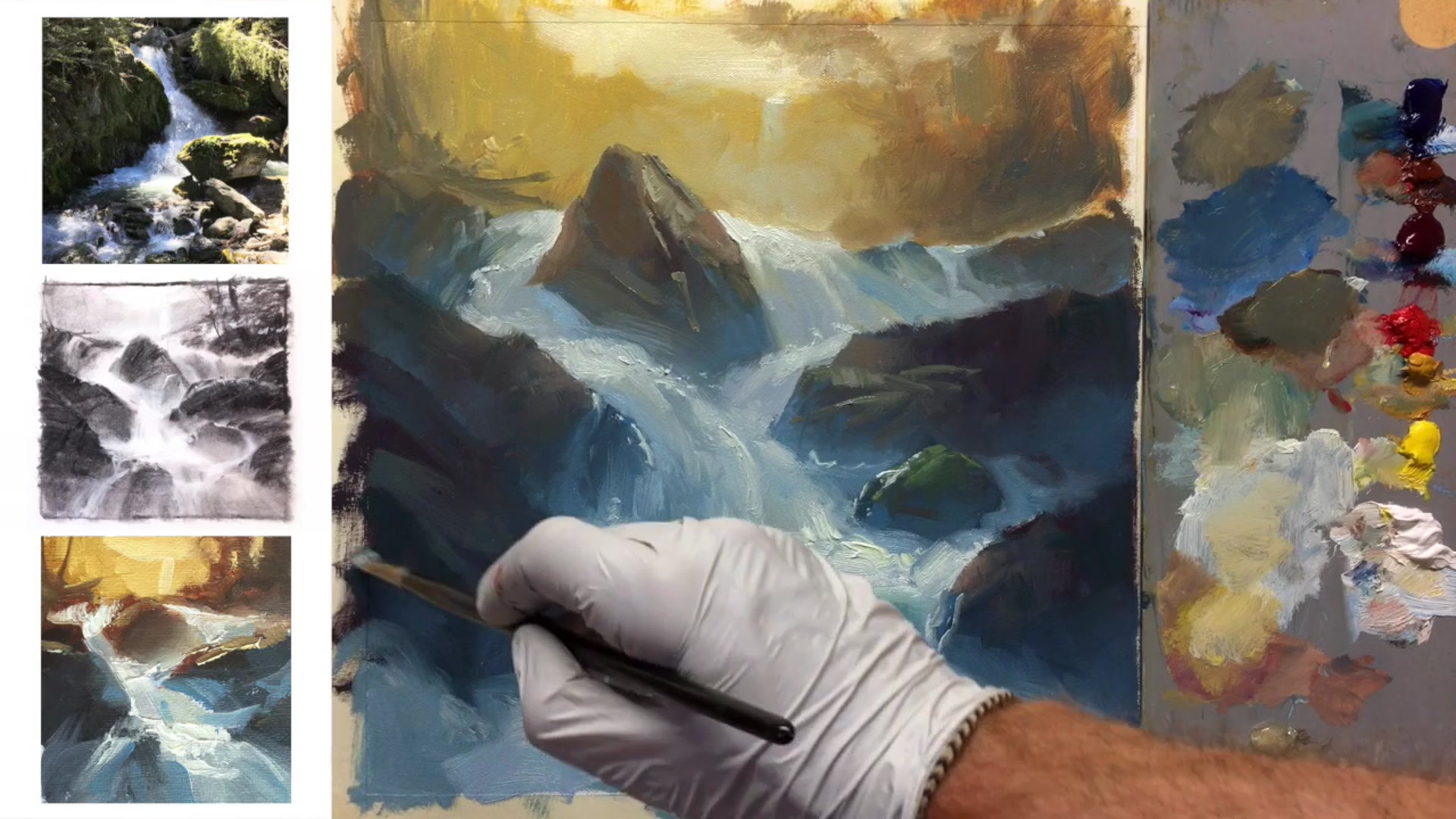 Step 18 — Light Placement on Rocks (video frame from the lesson)