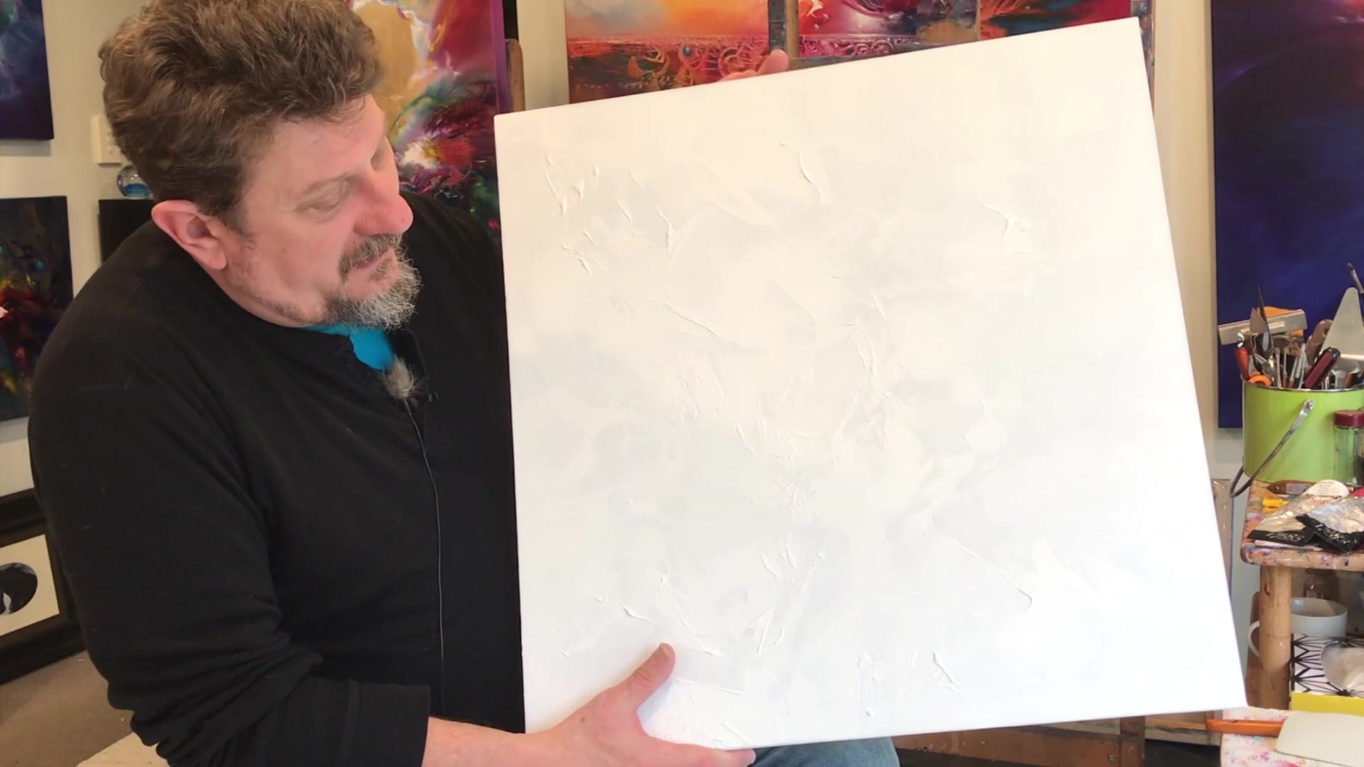 Step 3 — Mediums and Paint Application (video frame from the lesson)