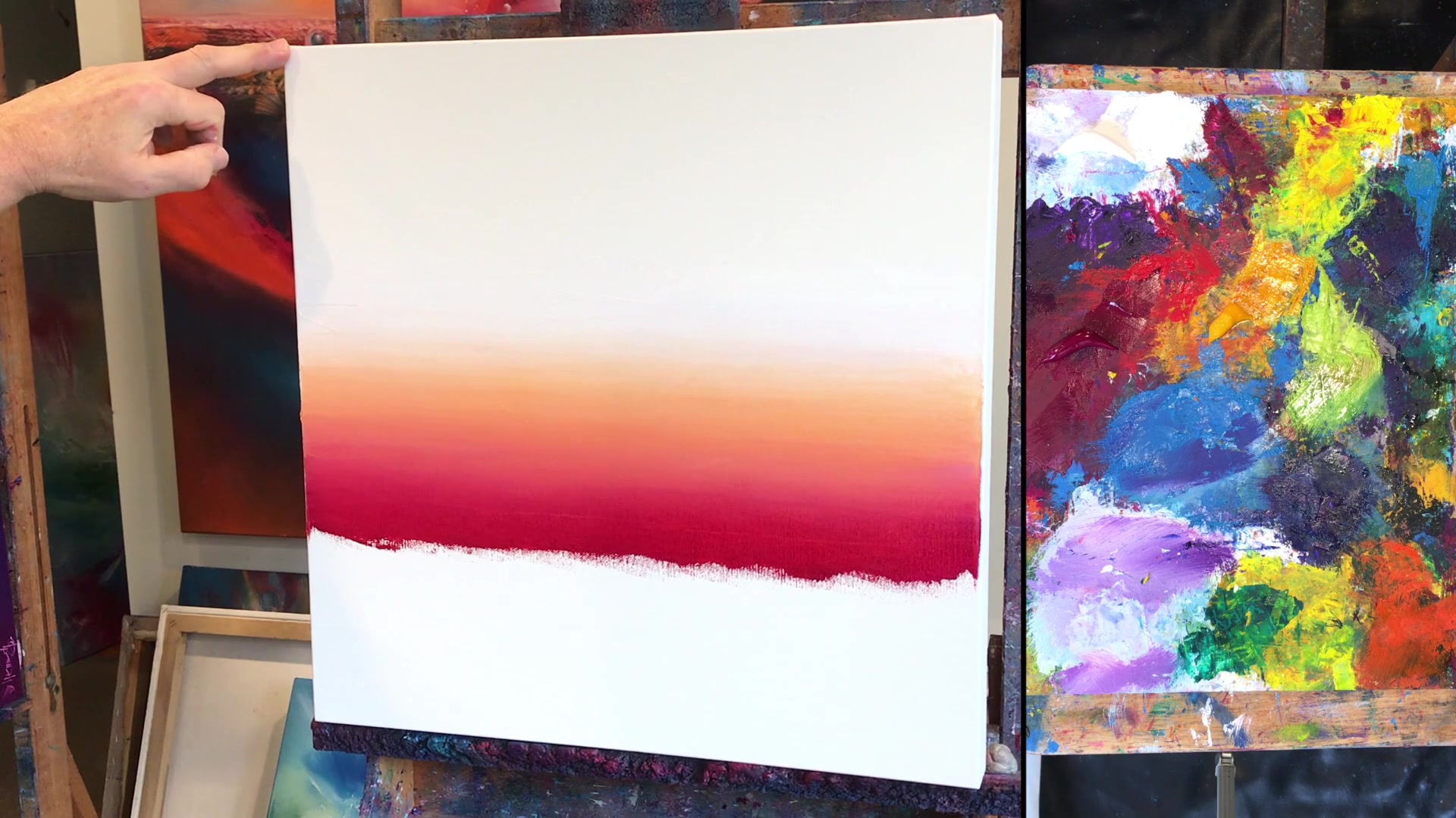 Step 7 — Blending Cerulean Blue (video frame from the lesson)