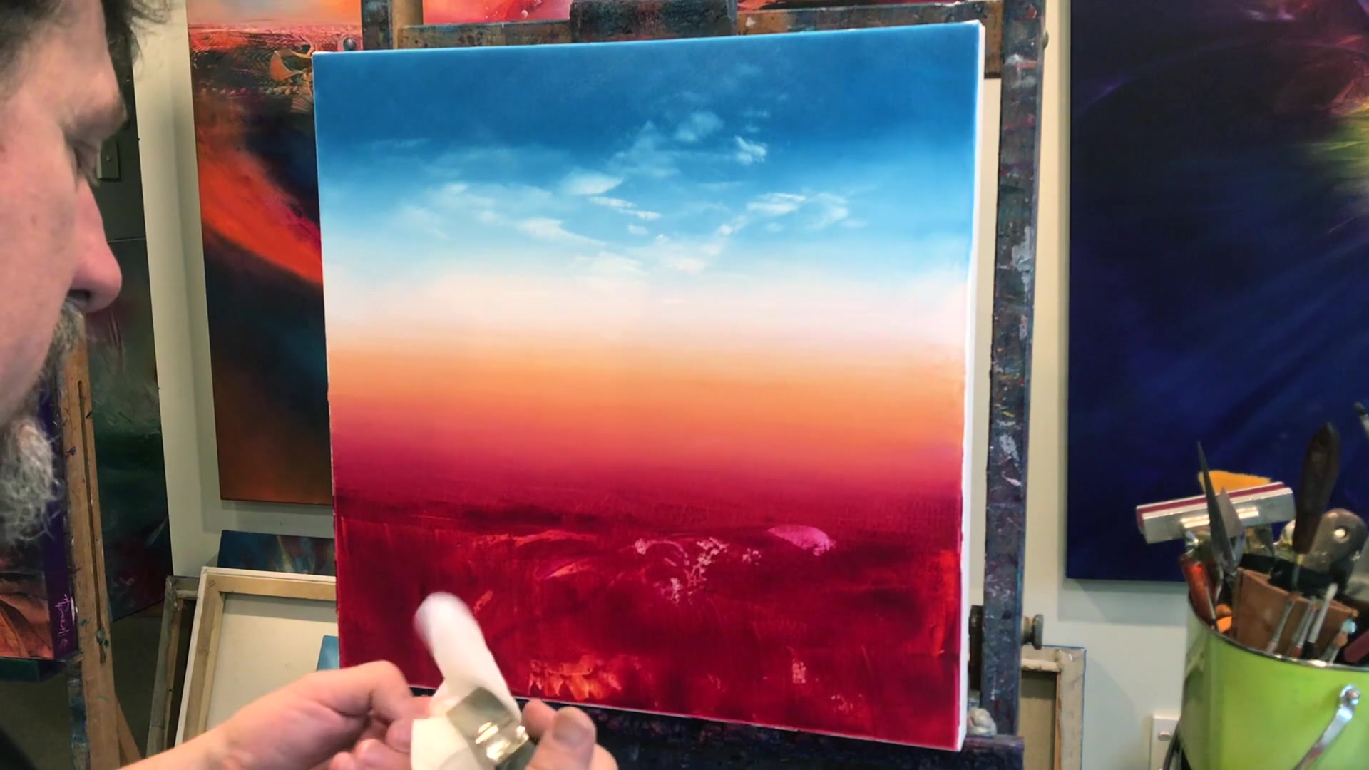 Step 11 — Painting Mountains (video frame from the lesson)