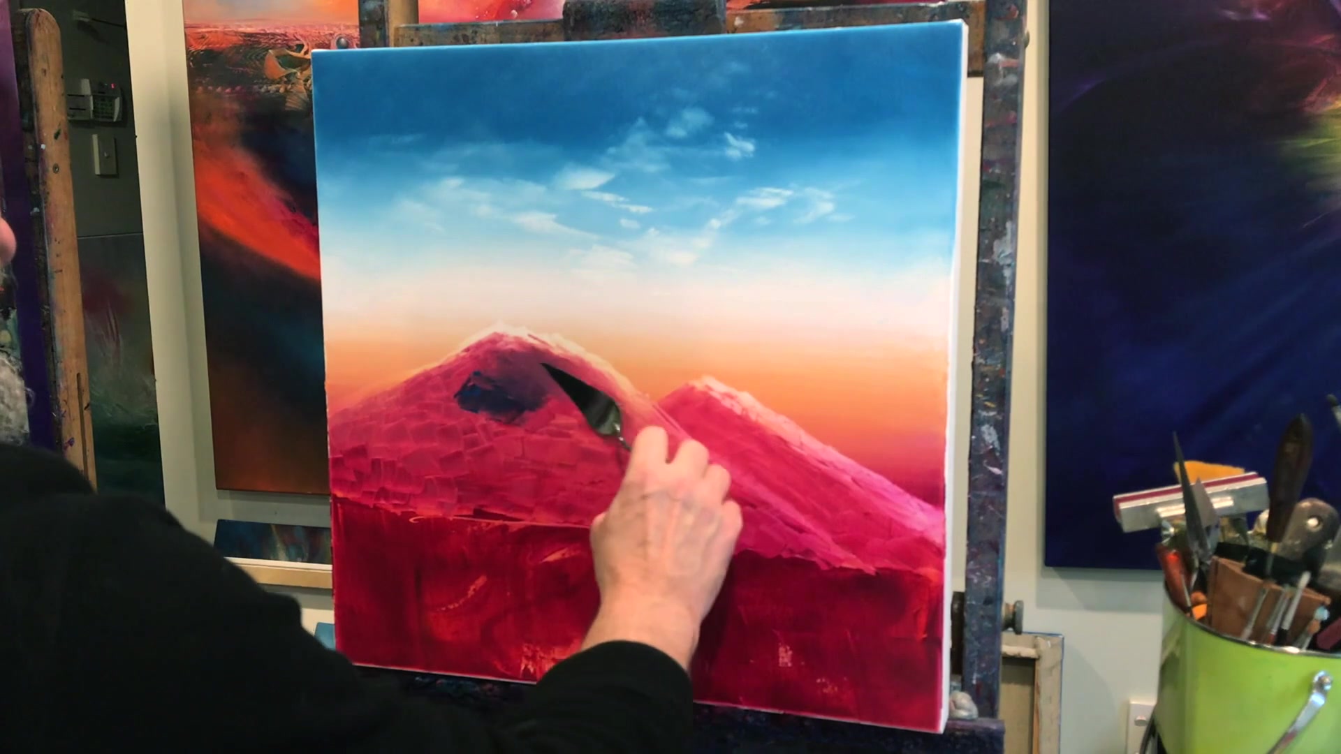 Step 12 — Adding Details to Mountains (video frame from the lesson)