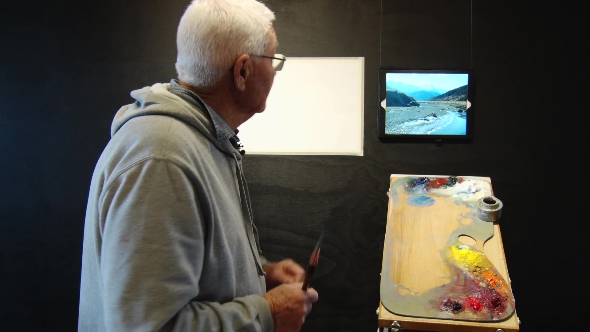 Step 5 — Painting a Mountain Landscape (video frame from the lesson)