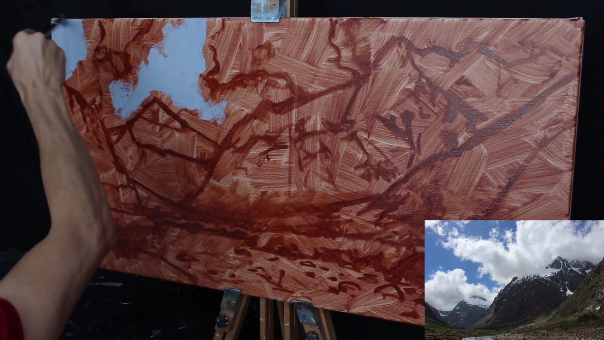 Step 11 — Blocking in Shadows (video frame from the lesson)