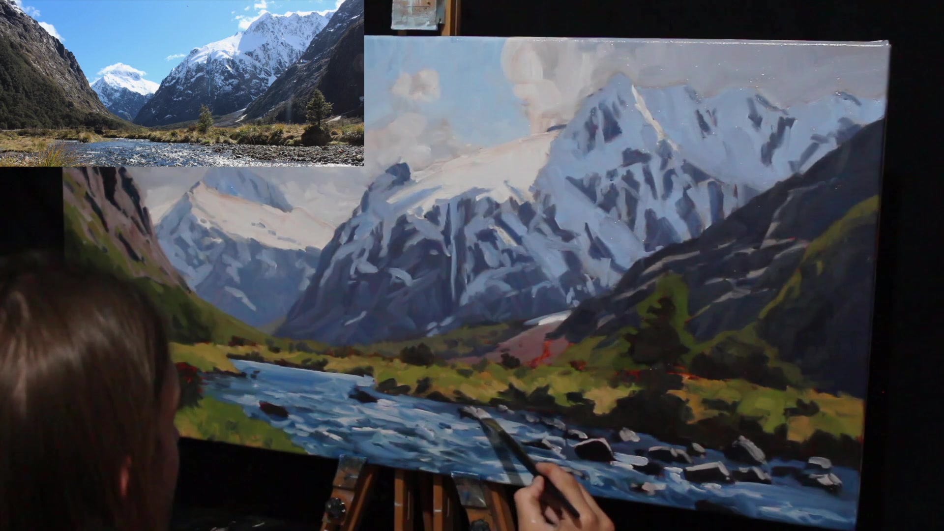 Step 22 — Blocking in Completion (video frame from the lesson)