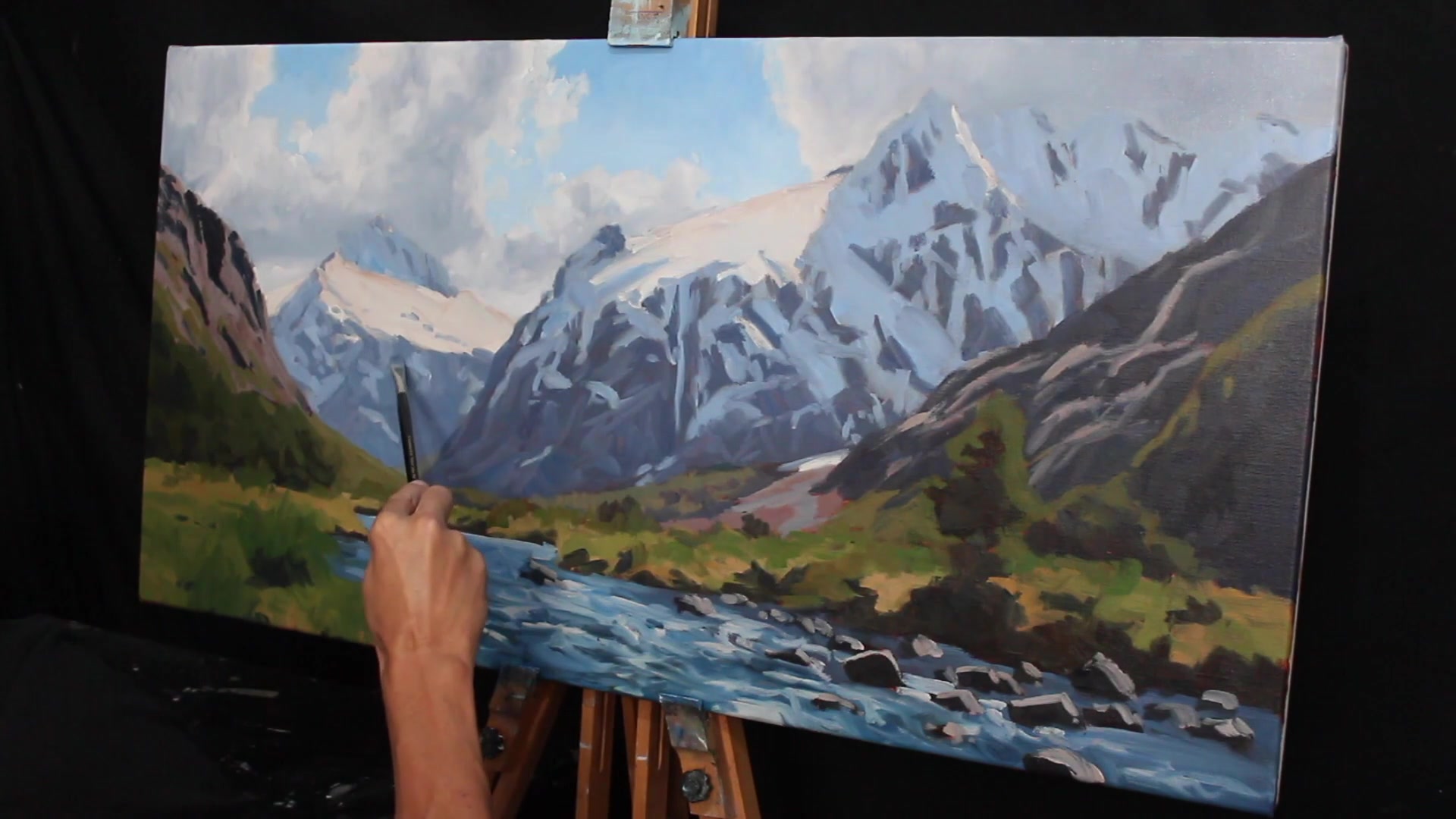 Step 24 — Mountain Refinements (video frame from the lesson)