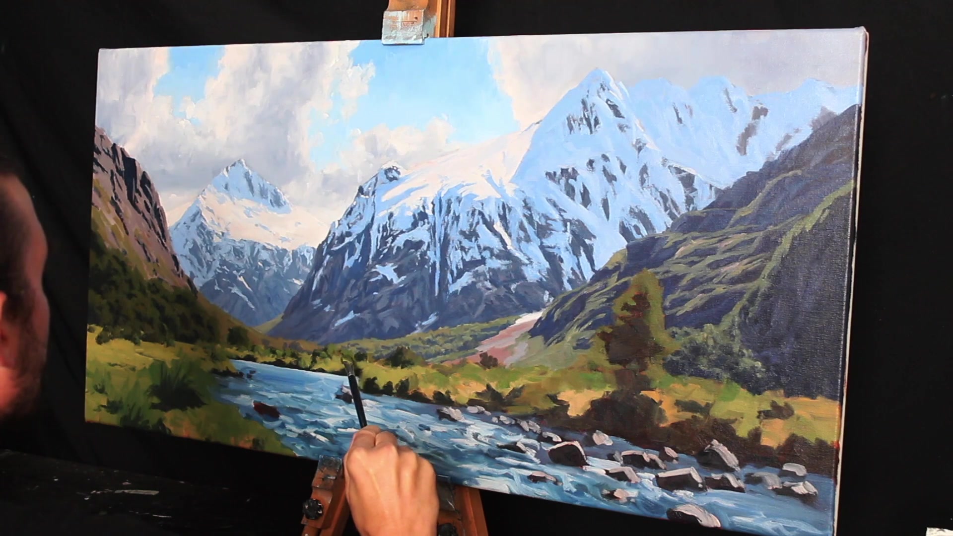 Step 29 — Foreground Grass Details (video frame from the lesson)