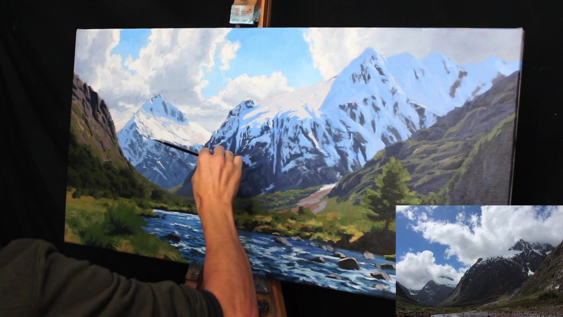 Step 35 — Mountain Snow Details (video frame from the lesson)
