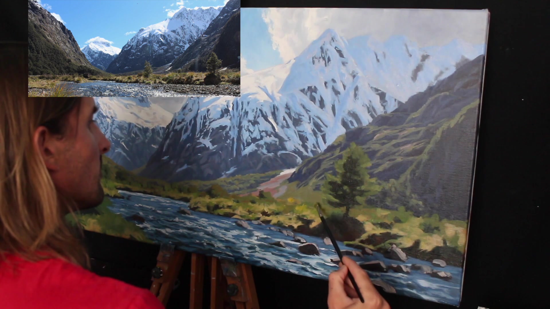 Step 40 — Foreground Grass Refinements (video frame from the lesson)