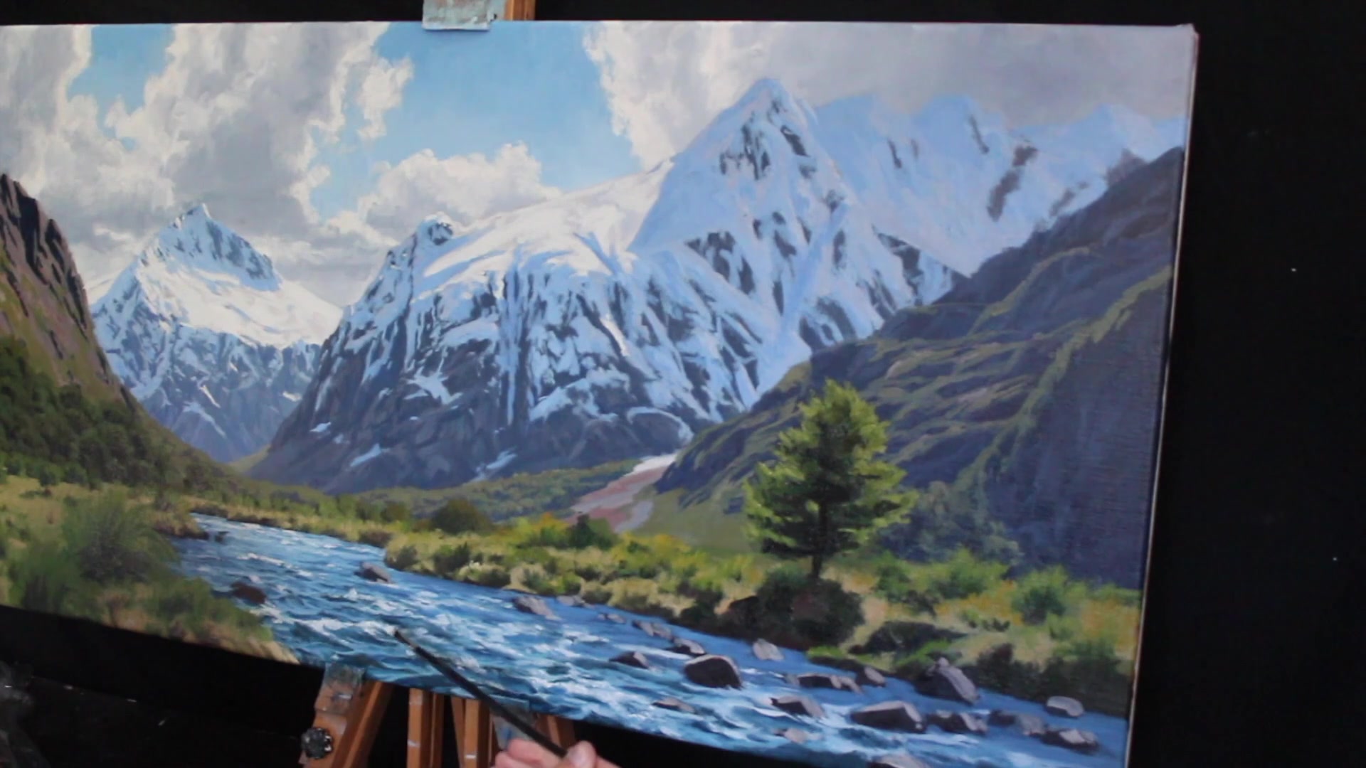 Step 44 — Mountain and Rock Details (video frame from the lesson)