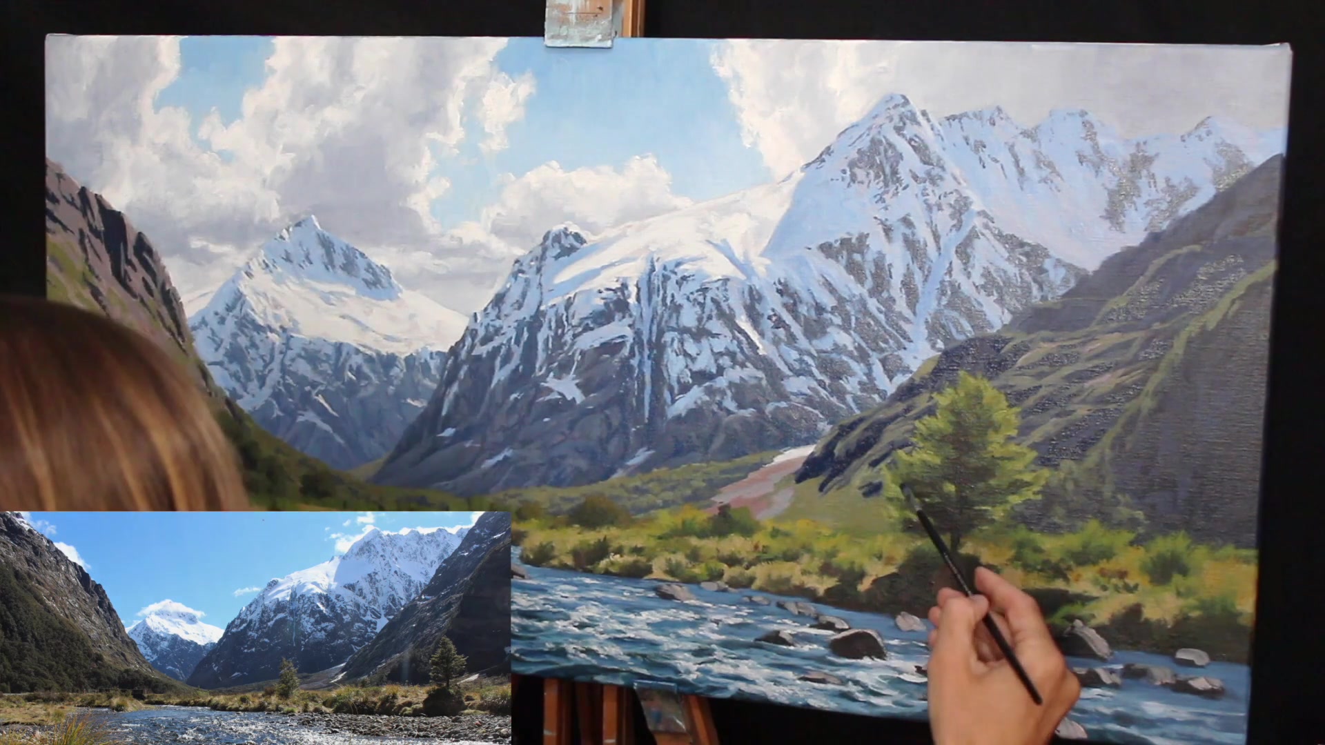 Step 46 — Mountain Highlights (video frame from the lesson)