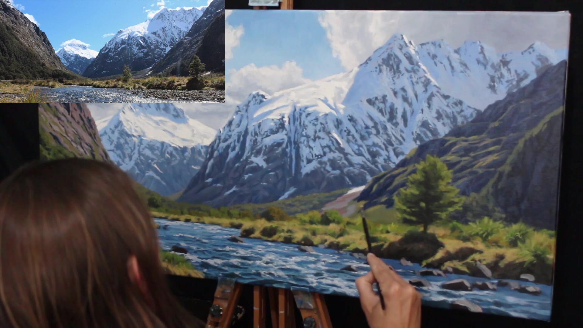 Step 55 — Mid-ground Tree Highlights (video frame from the lesson)