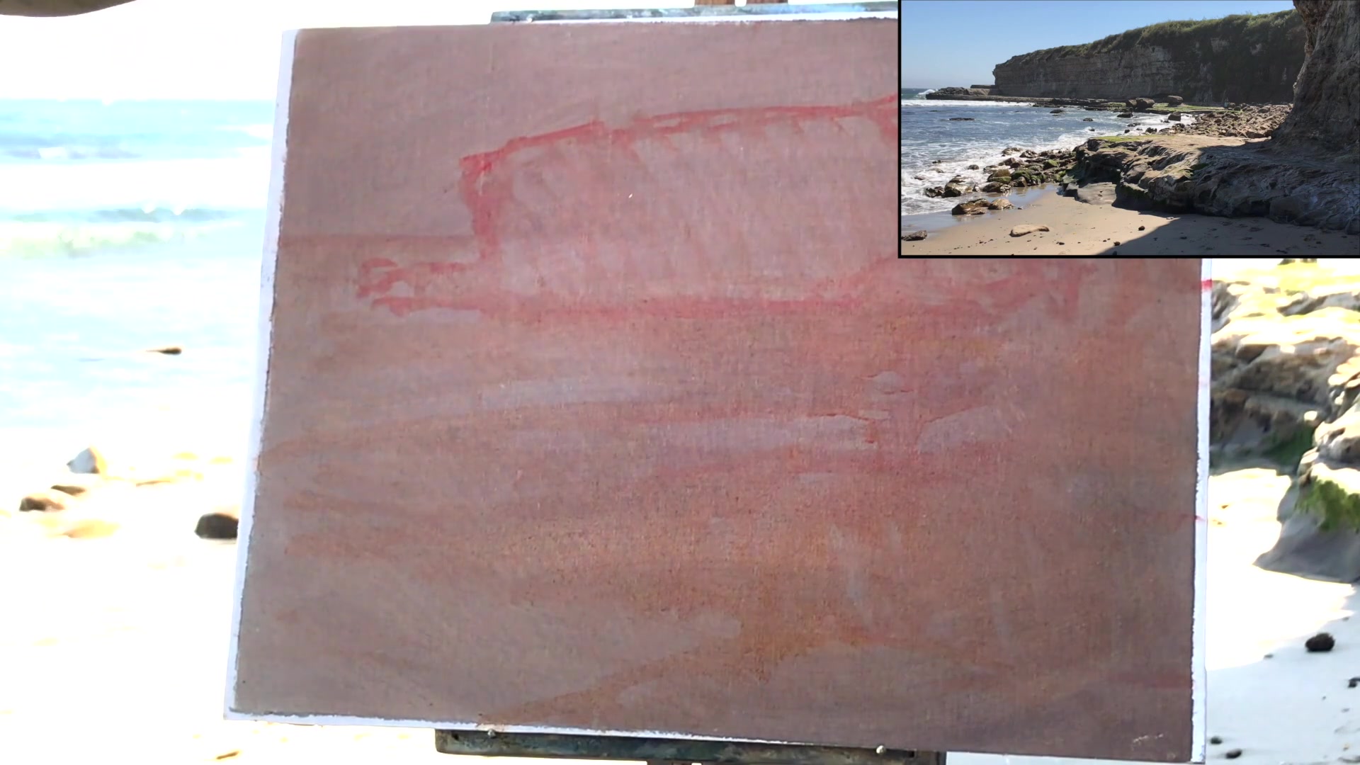 Step 2 — Painting dark to light (video frame from the lesson)