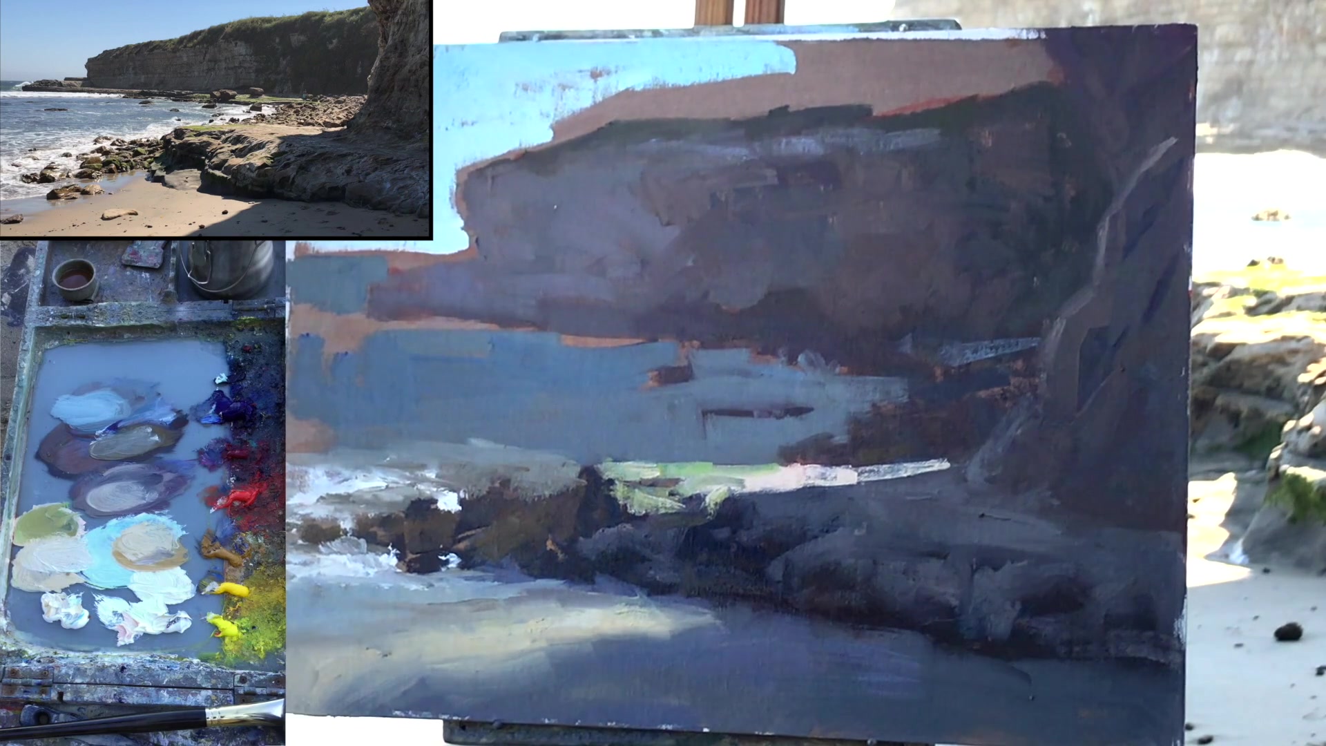 Step 10 — Sky and headland refinement (video frame from the lesson)