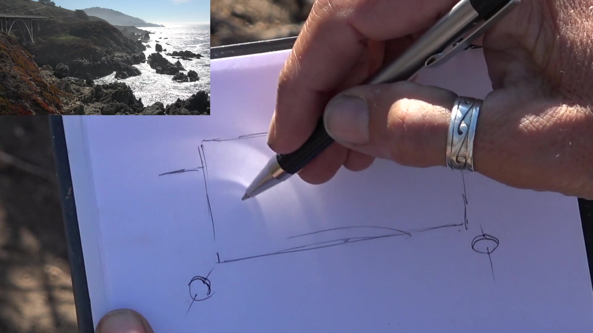 Step 3 — Blocking in Major Shapes (video frame from the lesson)