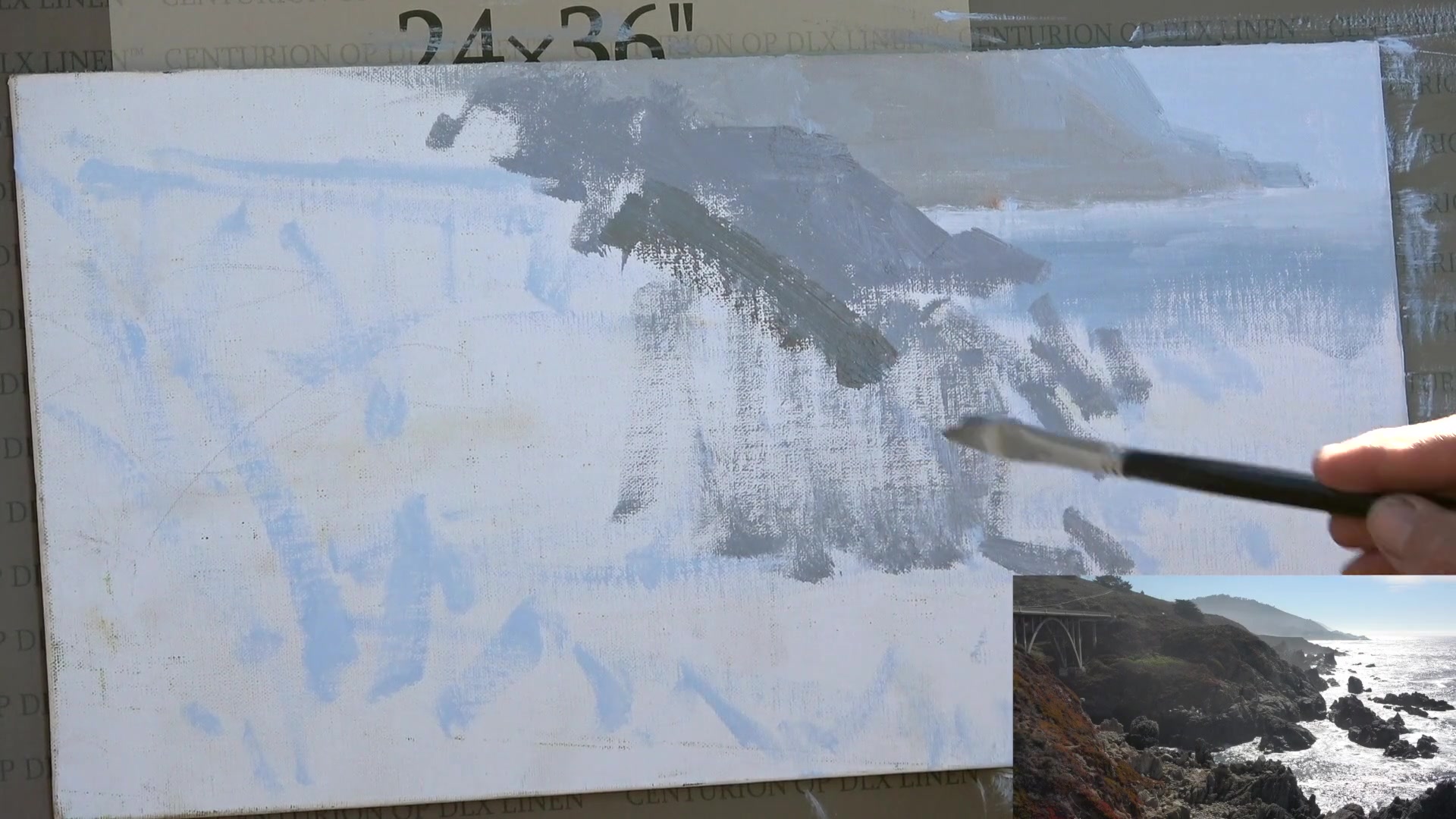 Step 14 — Painting the Bridge (video frame from the lesson)