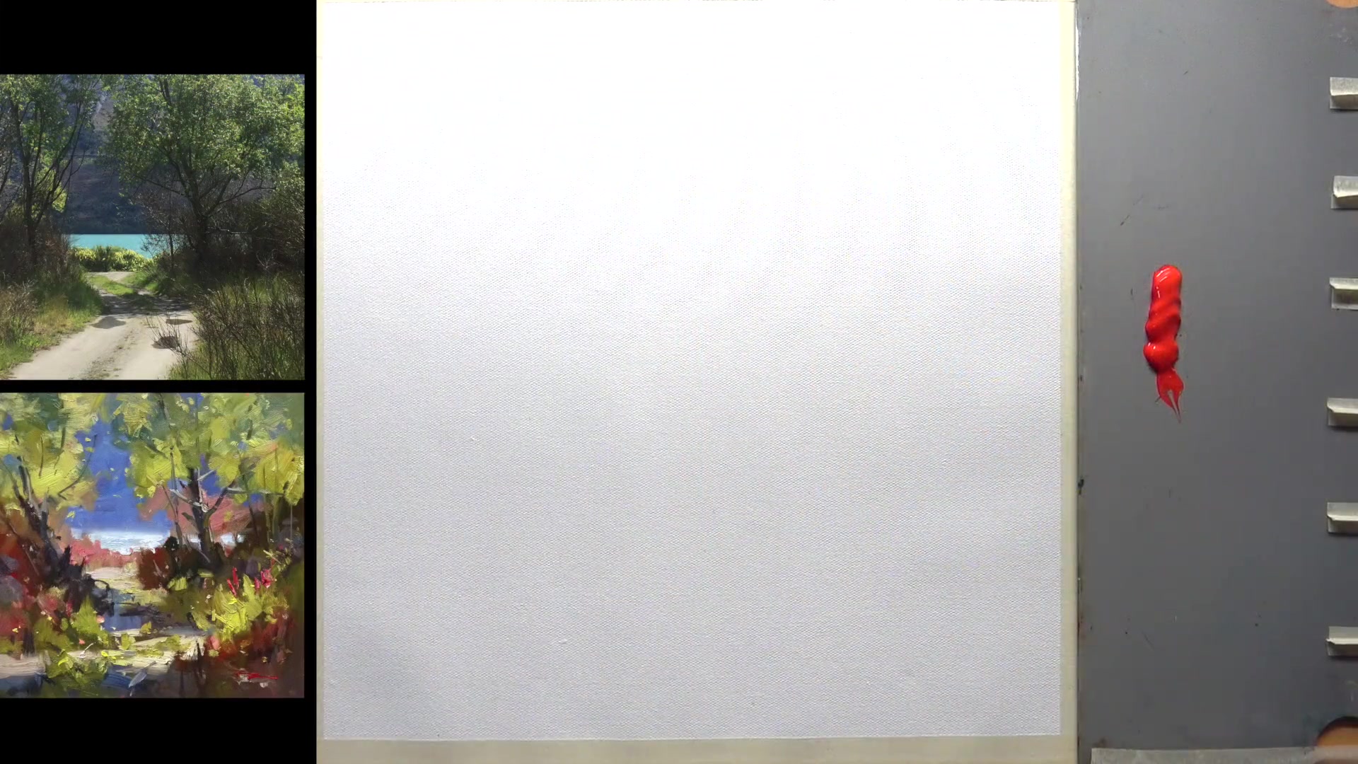 Step 9 — Canvas Preparation and Toning (video frame from the lesson)