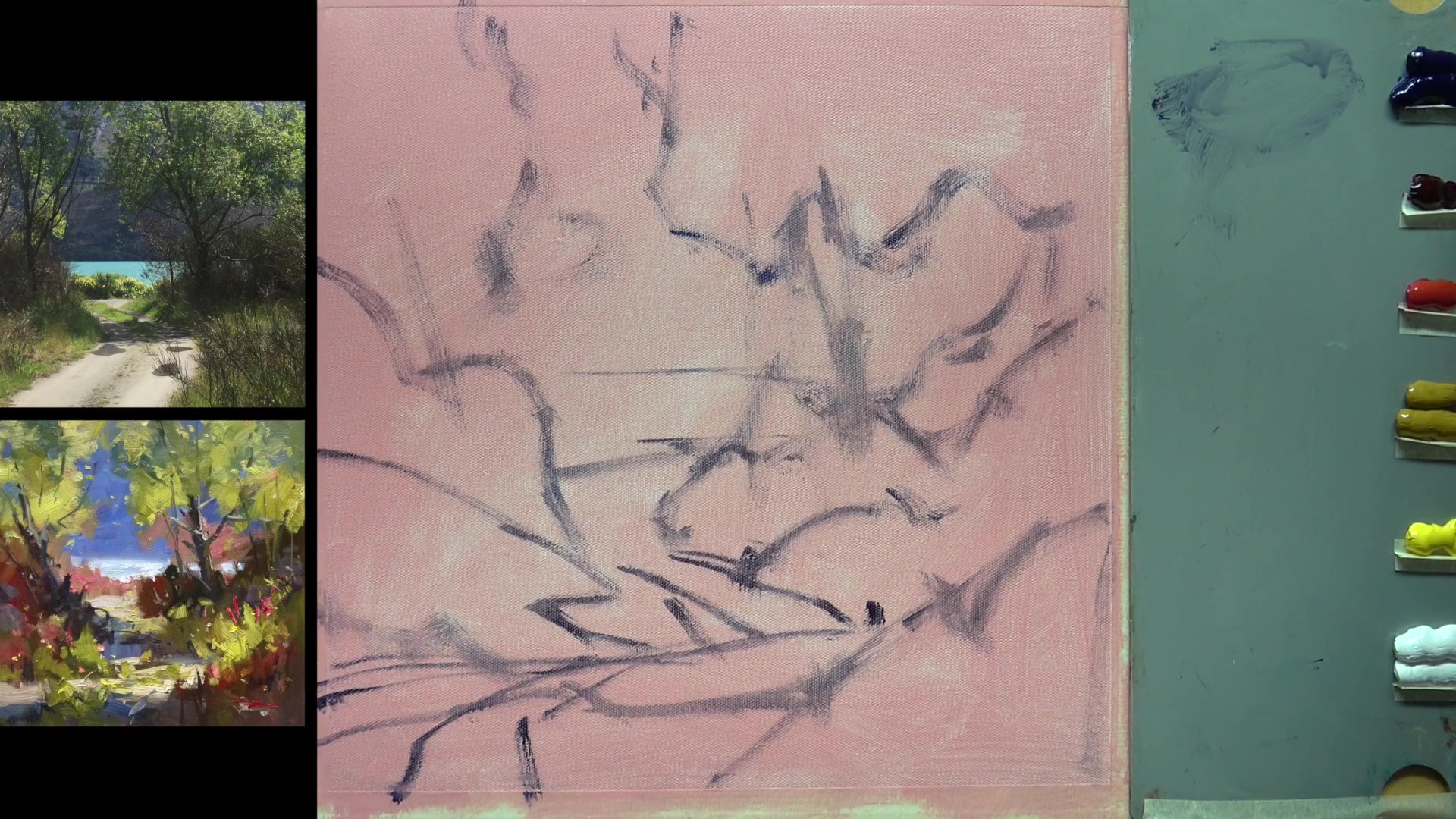 Step 12 — Painting the Darks (video frame from the lesson)